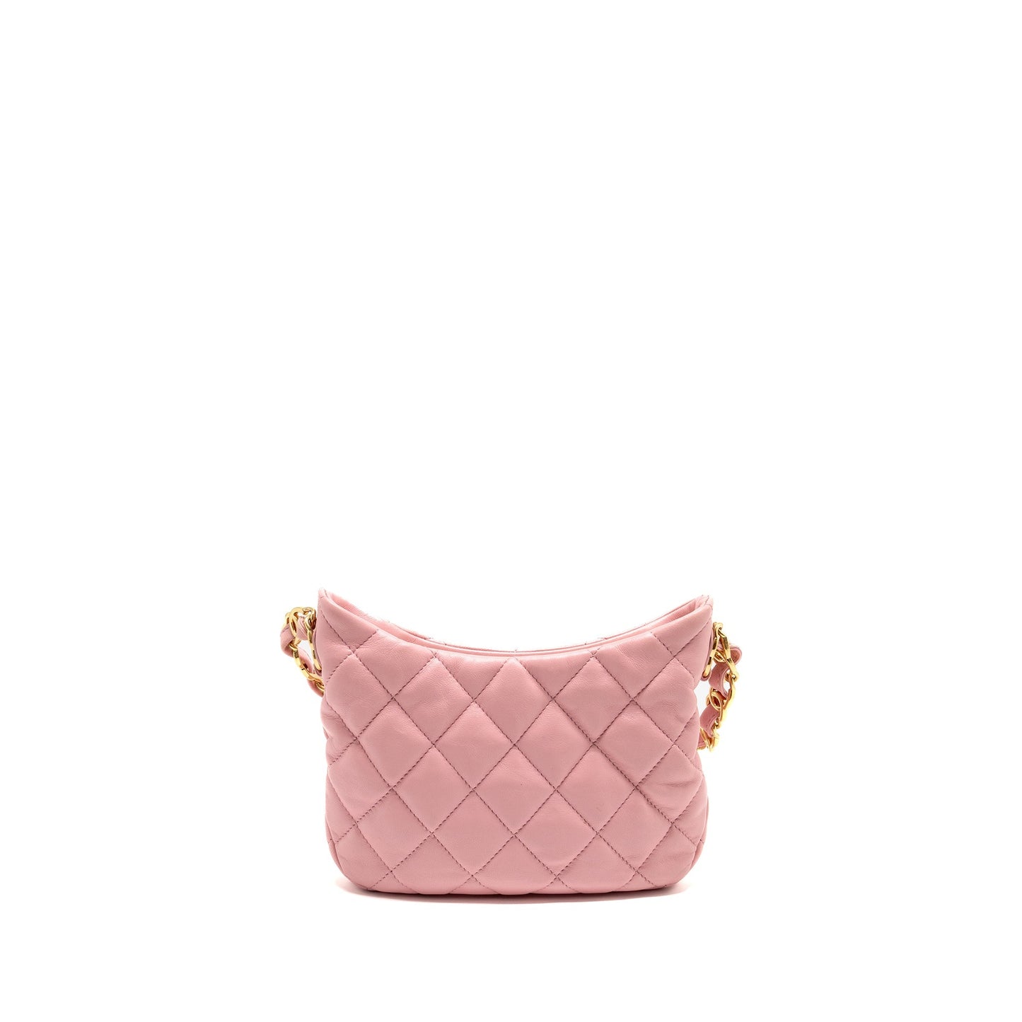 Chanel 22K Hobo Logo Lambskin GHW Microchip Pink Shoulder Bag 3