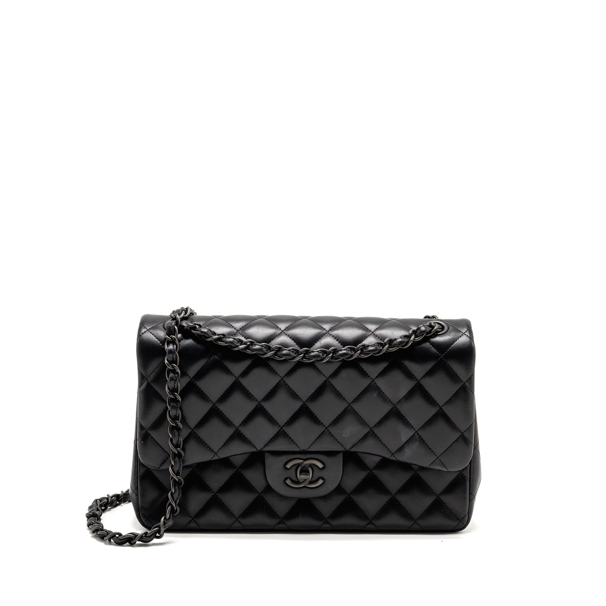 Chanel Jumbo Classic Double Flap Lambskin So Black Shoulder Bag