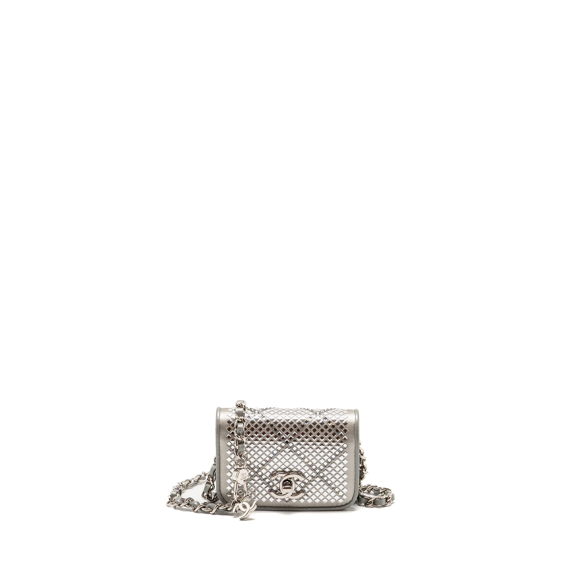 Chanel 22A Studded Belt Crystal Silver