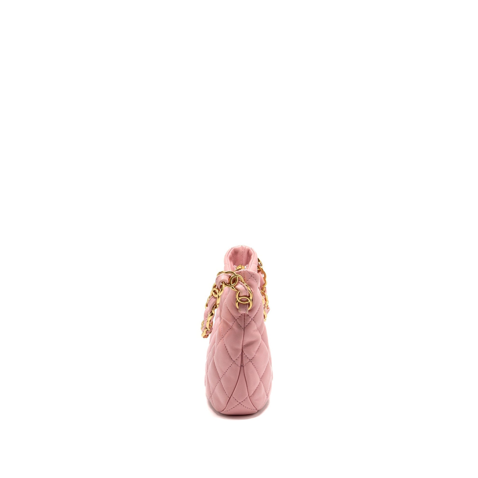 Chanel 22K Hobo Logo Lambskin GHW Microchip Pink Shoulder Bag 3