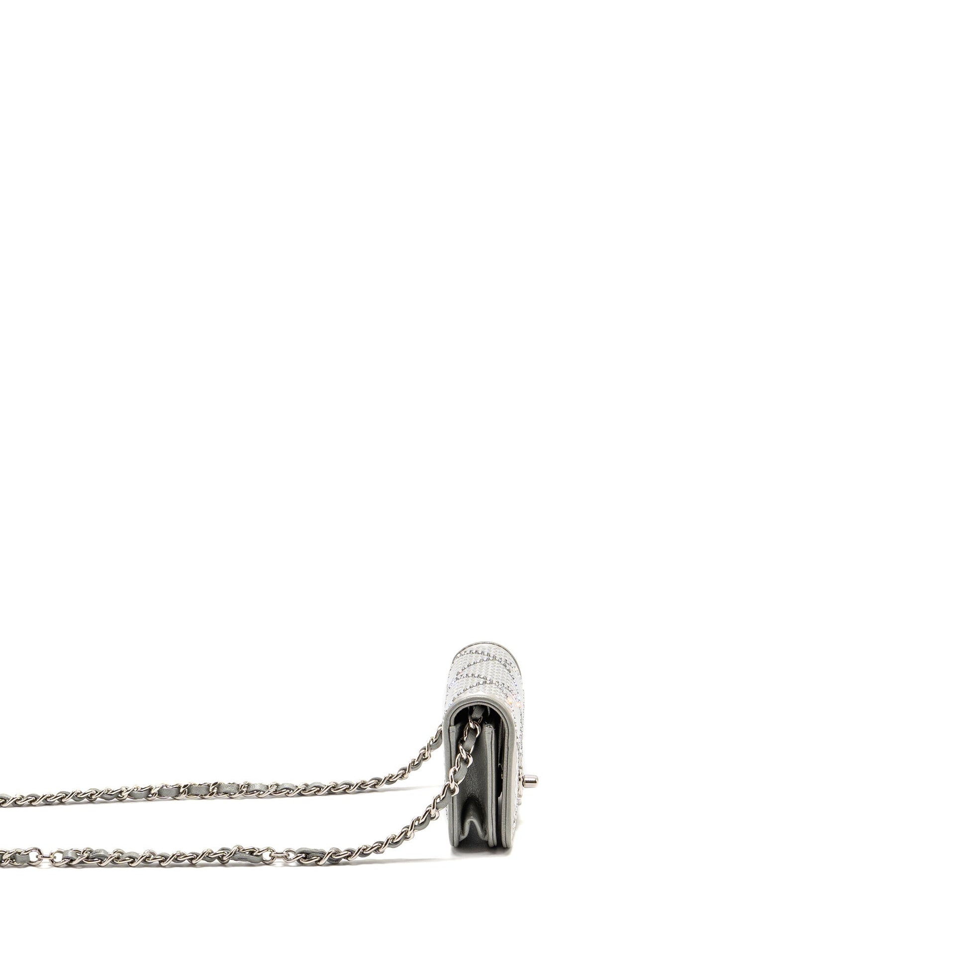 Chanel 22A Studded Belt Crystal Silver