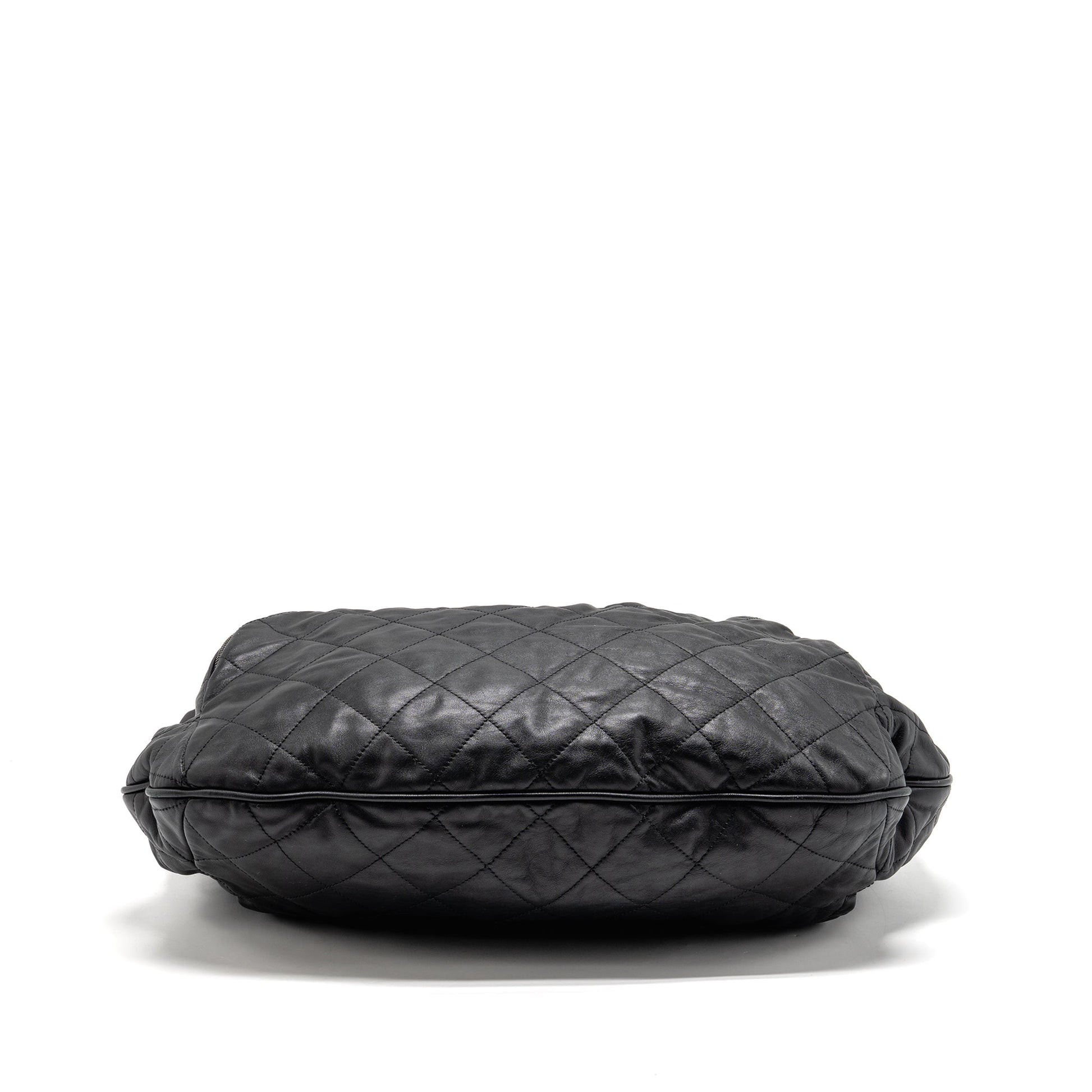 Chanel Coco Pleats Hobo Calfskin Ruthenium Hardware Black Shoulder Bag