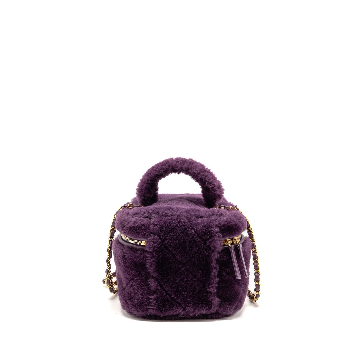 Chanel Top Handle Vanity Shearling Purple GHW Small Handbag