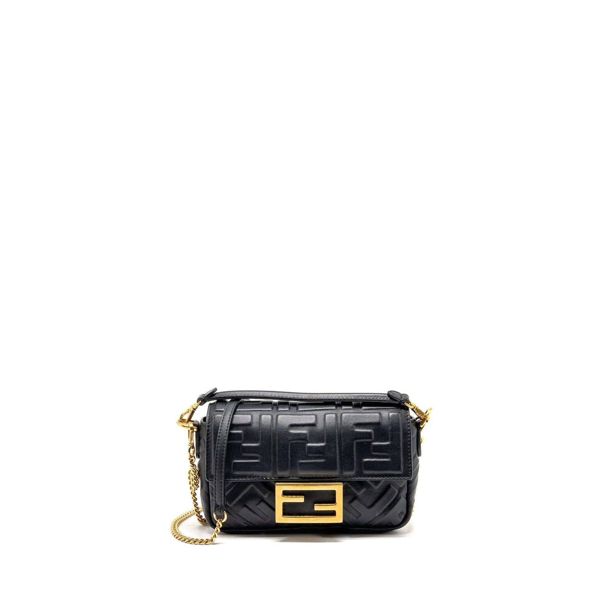 Fendi Baguette Purse Motif Lambskin Black Mini Shoulder Bag
