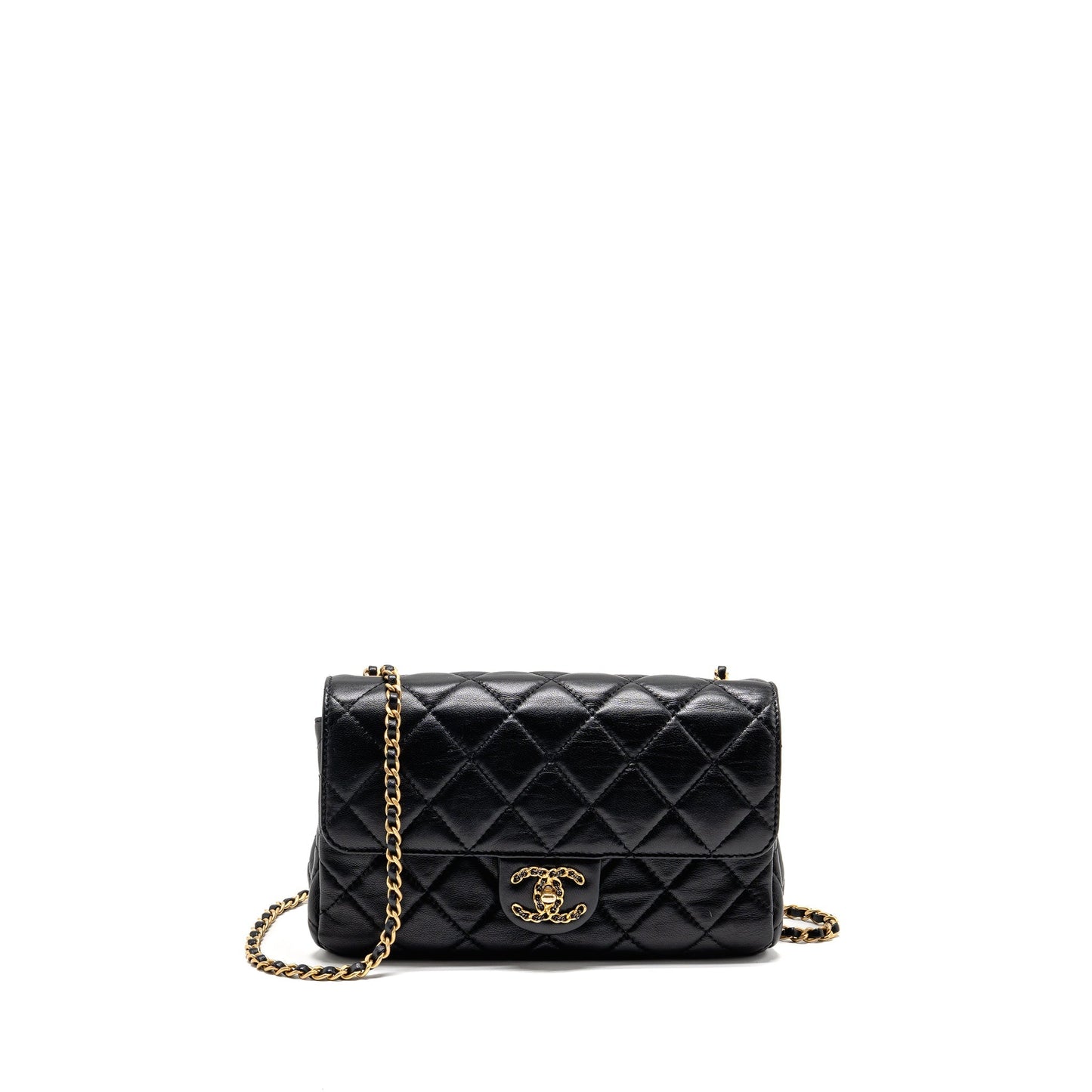 Chanel 22c Quilted Flap Lambskin GHW microchip Black Shoulder Bag