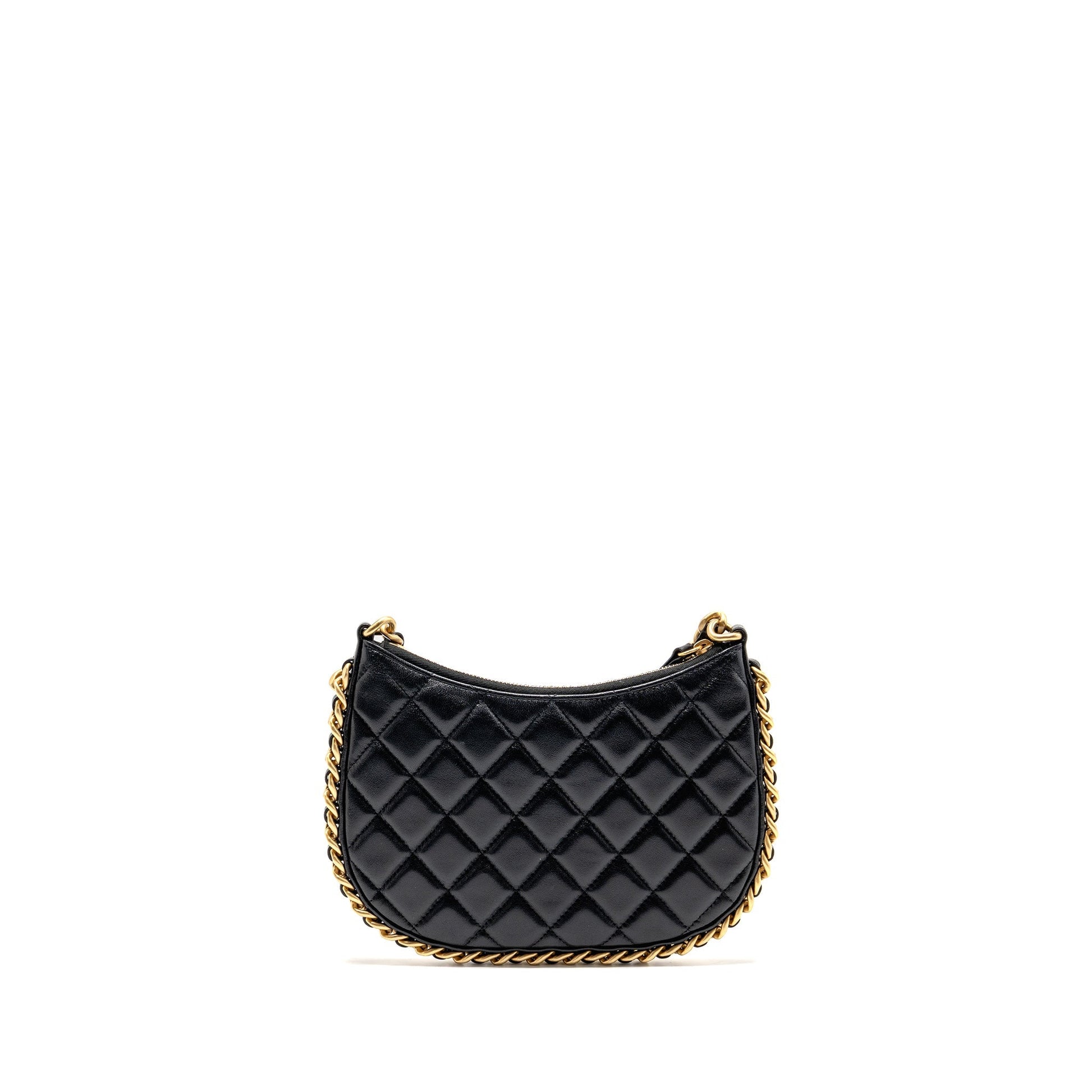 Chanel 23b Round Hobo Lambskin GHW microchip Black Shoulder Bag