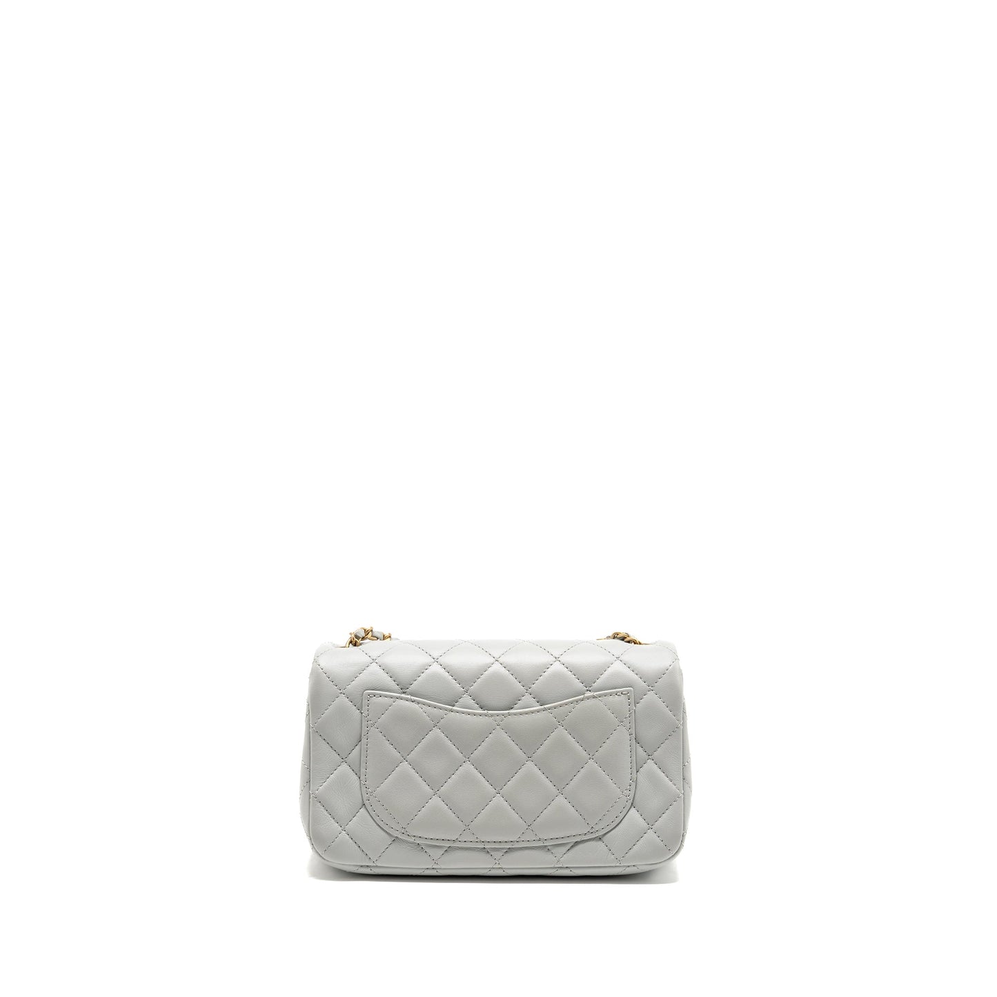 Chanel pearl crush rectangular flap lambskin GHW Grey Shoulder Bag