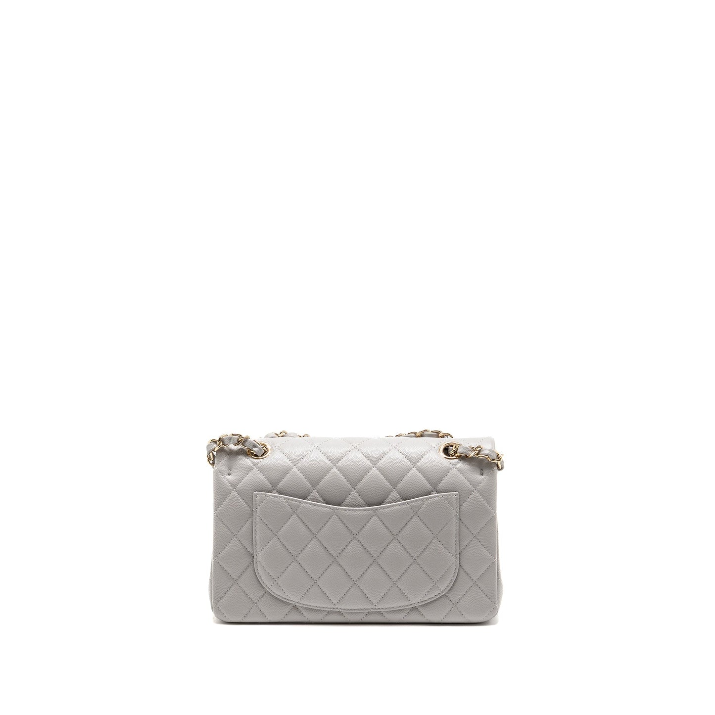 Chanel Classic Double Flap Caviar Light LGHW Grey Small Shoulder Bag