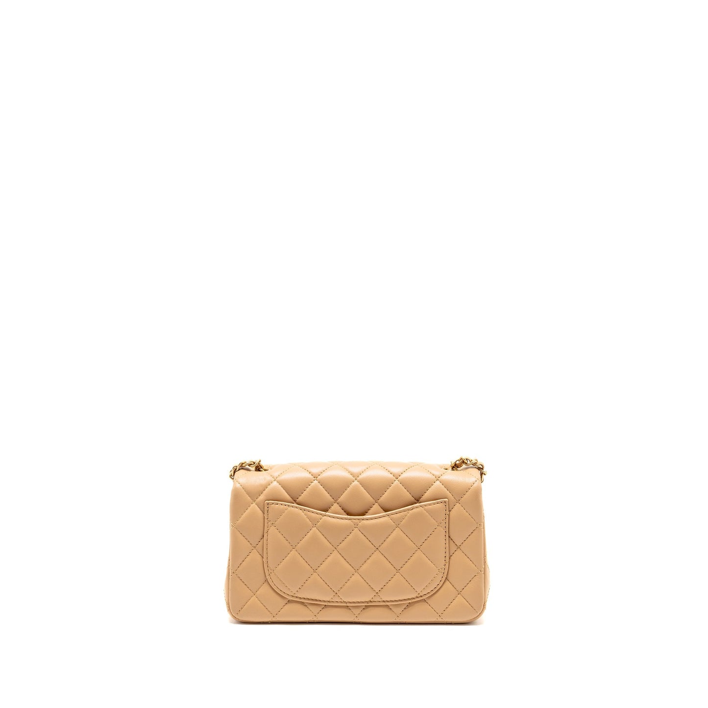 Chanel Pearl Crush rectangular flap lambskin GHW Beige Shoulder Bag