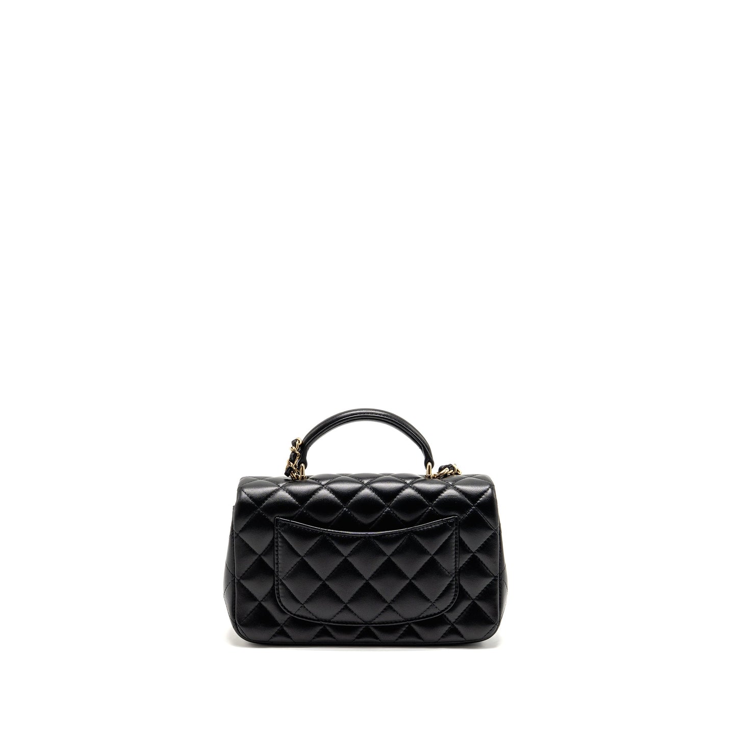 Chanel Top Handle Rectangular Lambskin LGHW Microchip Black Mini Bag Microchip 1