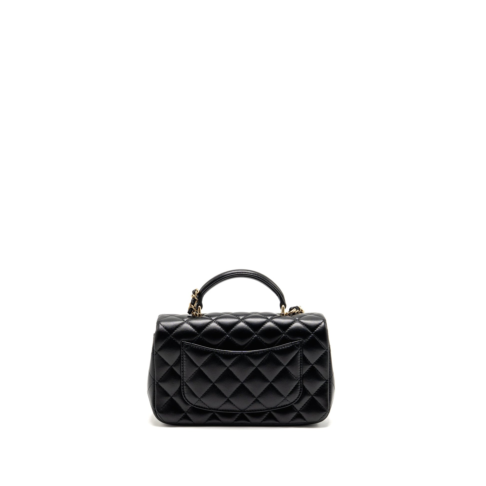 Chanel Top Handle Rectangular Lambskin LGHW Microchip Black Mini Bag Microchip 1