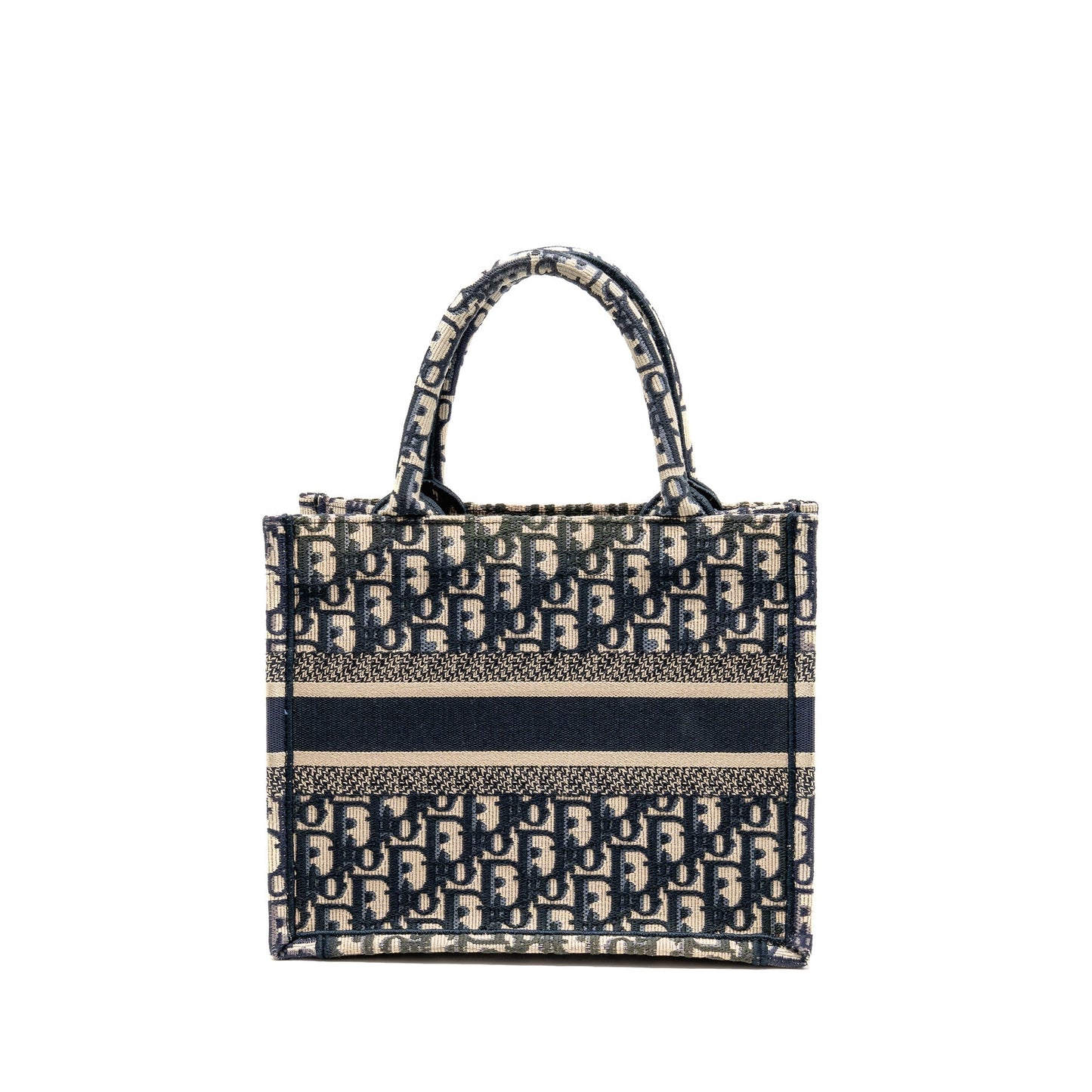 Dior Book Tote Ecru Oblique Embroidry Handbag Blue Small Tote Bag