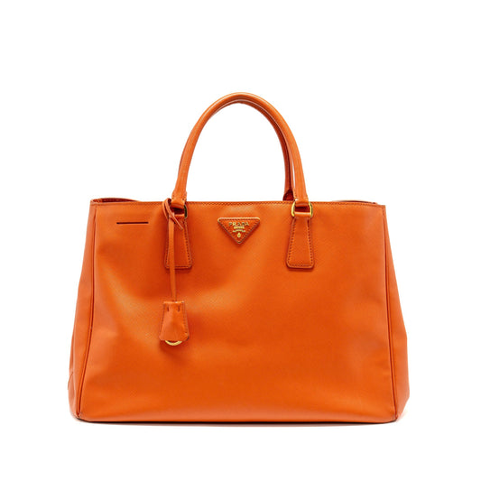 Prada Saffiano Tote Purse Orange Handbag Leather Large Tote Bag