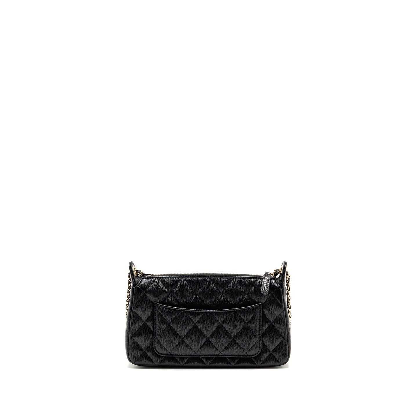 Chanel 25A Caviar LGHW Black Clutch Bag