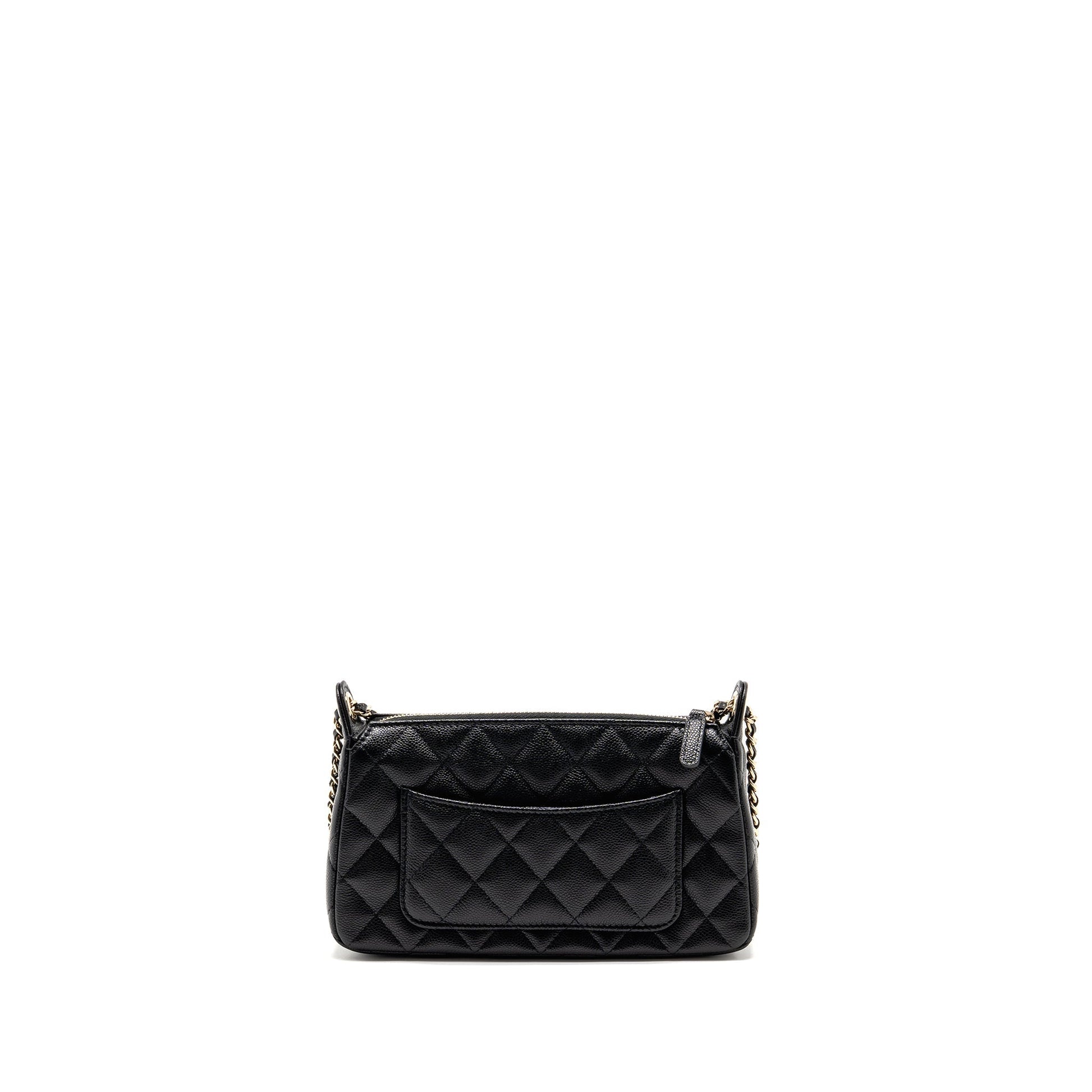 Chanel 25A Caviar LGHW Black Clutch Bag