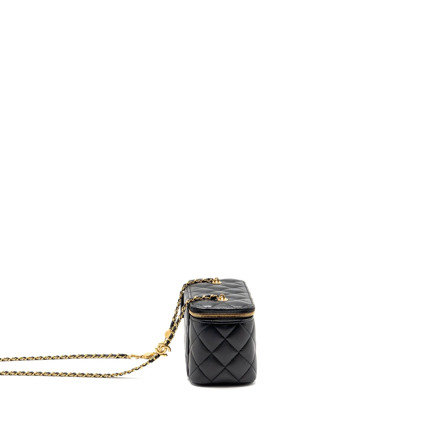 Chanel Long vanity coco charm lambskin GHW Black Key Chain