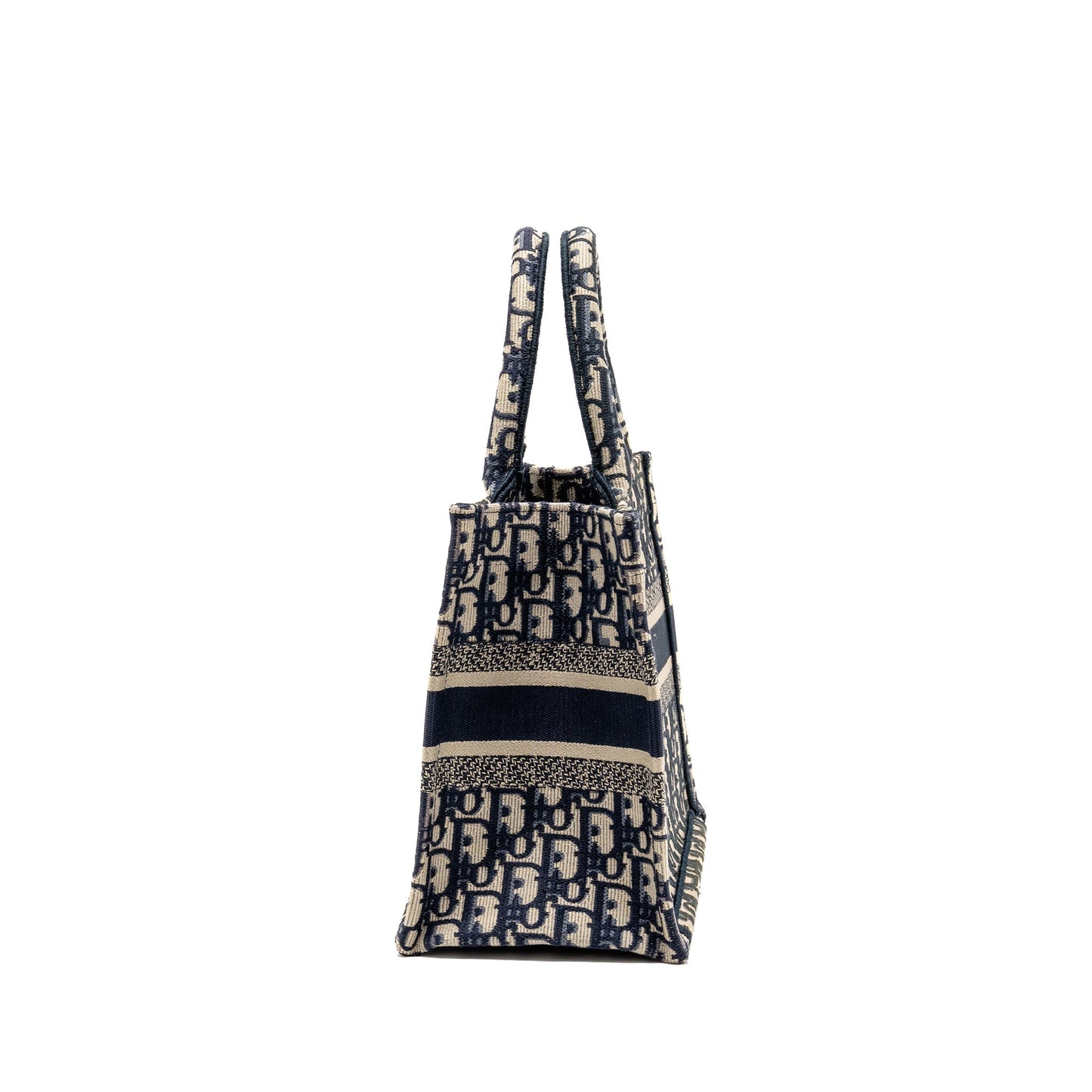 Dior Book Tote Ecru Oblique Embroidry Handbag Blue Small Tote Bag