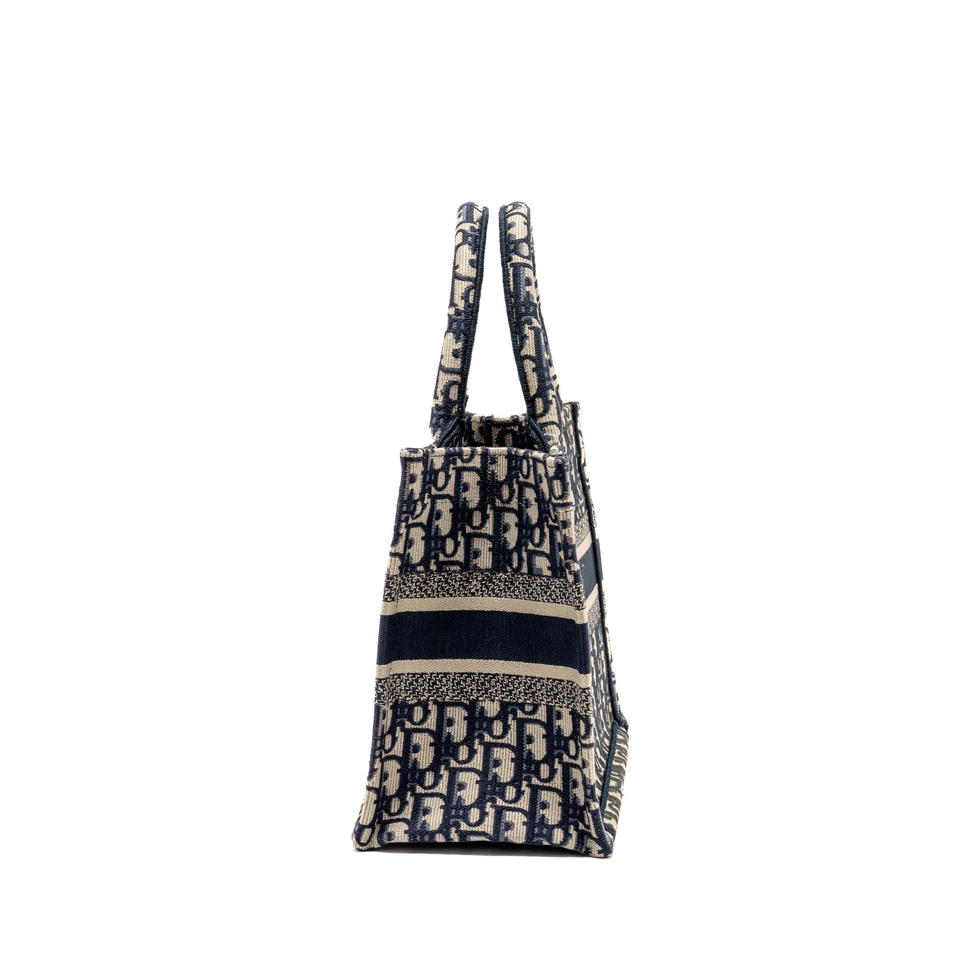 Dior Book Tote Ecru Oblique Embroidry Handbag Blue Small Tote Bag