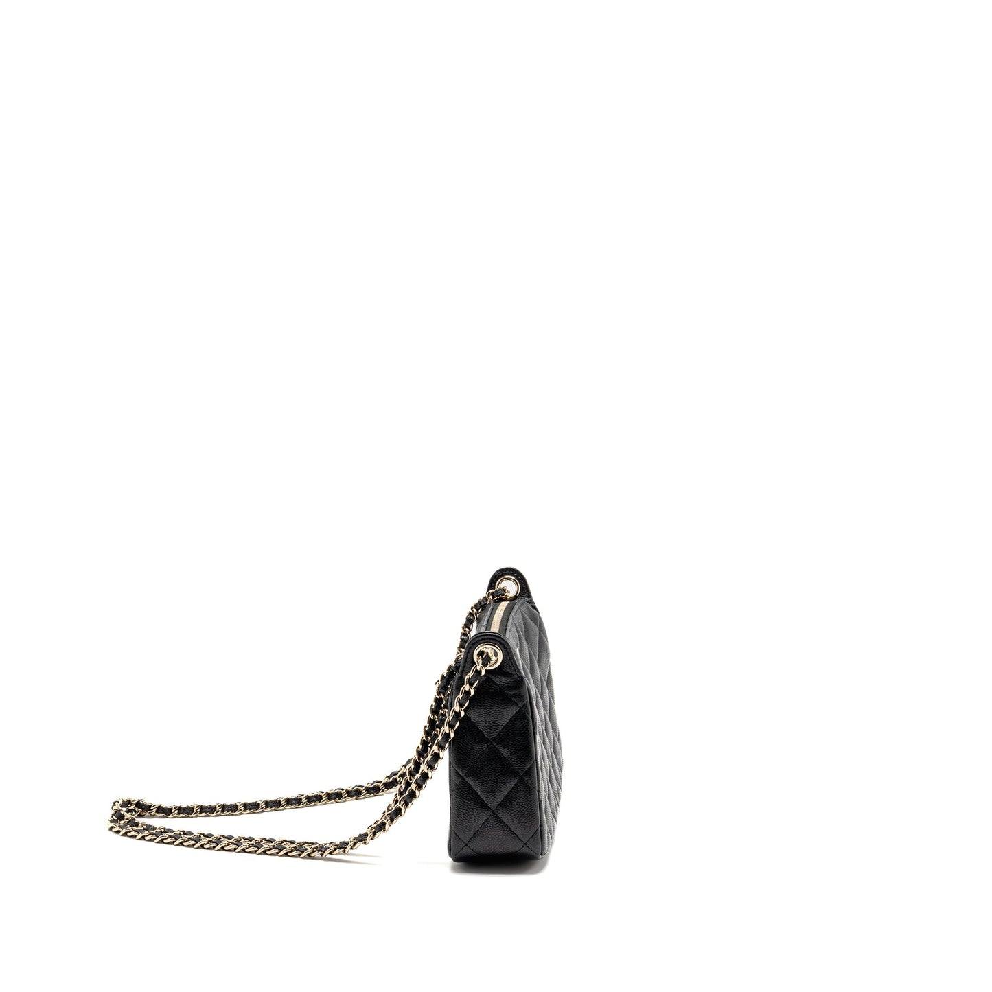 Chanel 25A Caviar LGHW Black Clutch Bag