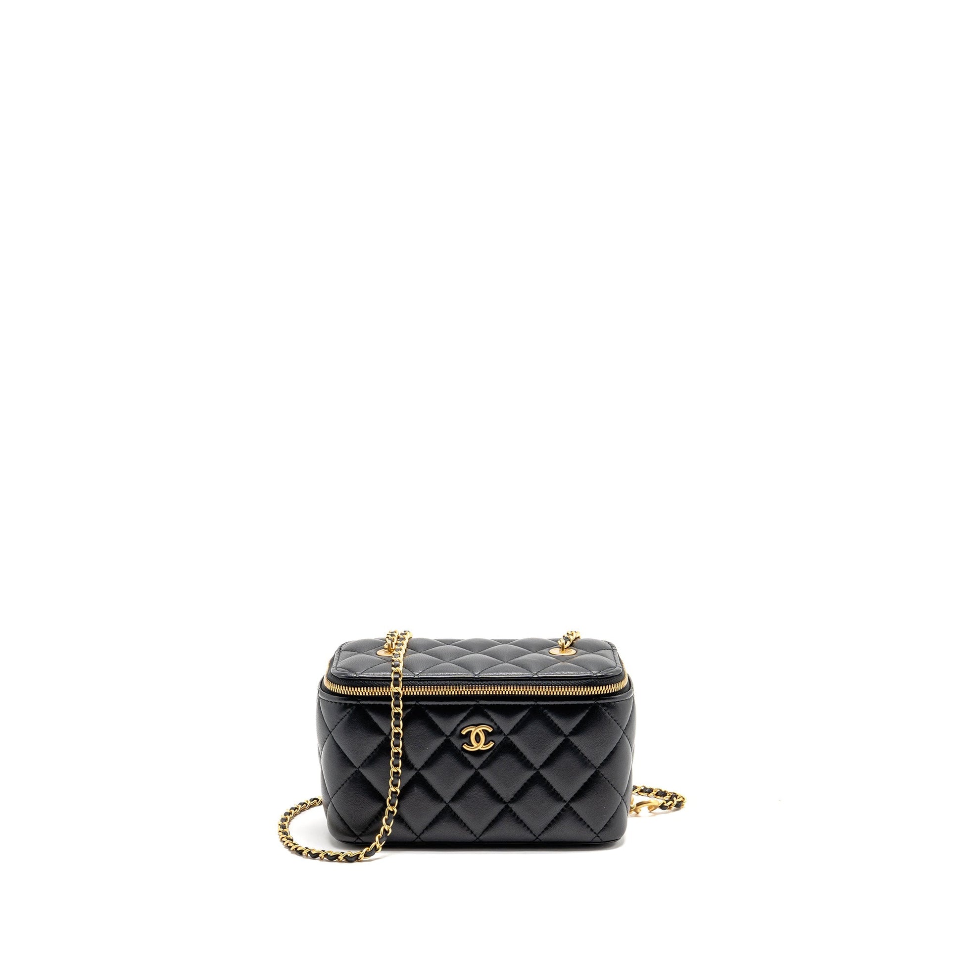 Chanel Long vanity coco charm lambskin GHW Black Key Chain