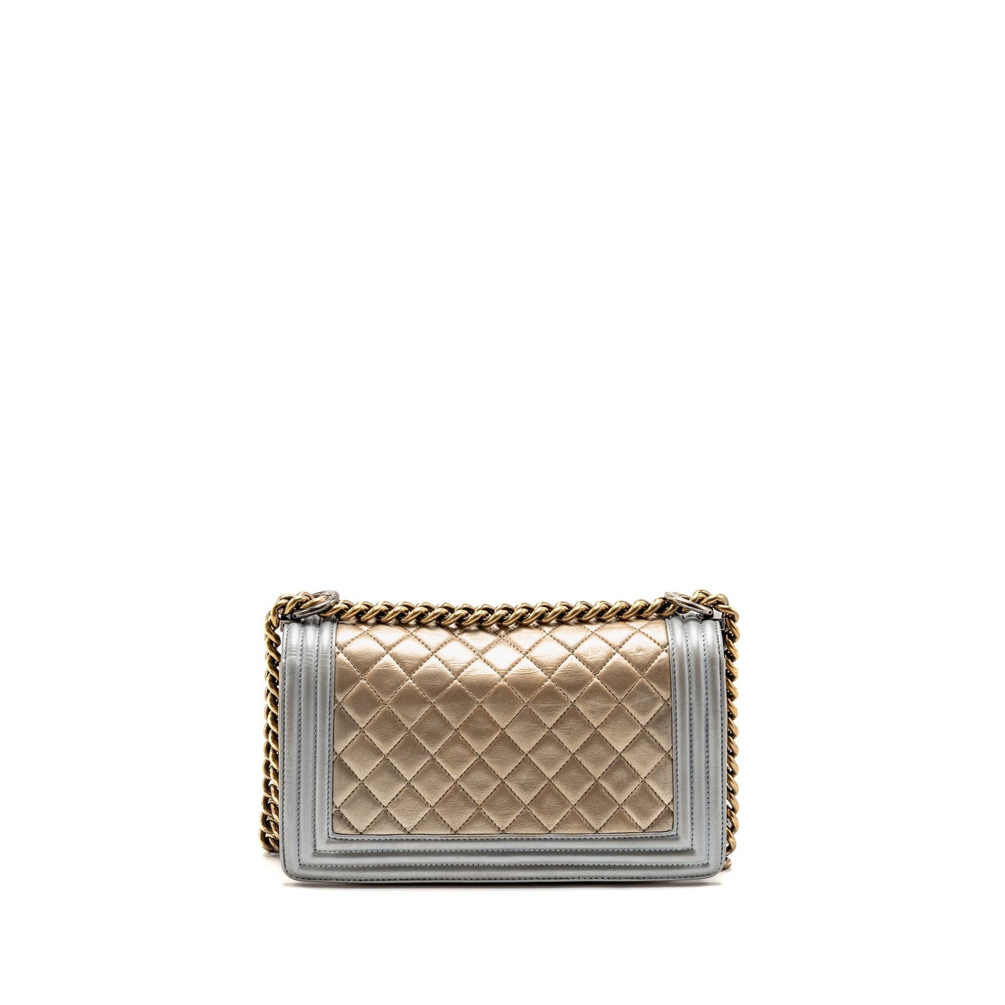 Chanel Boy oloured Hardware Gold Silver Leather Handbag