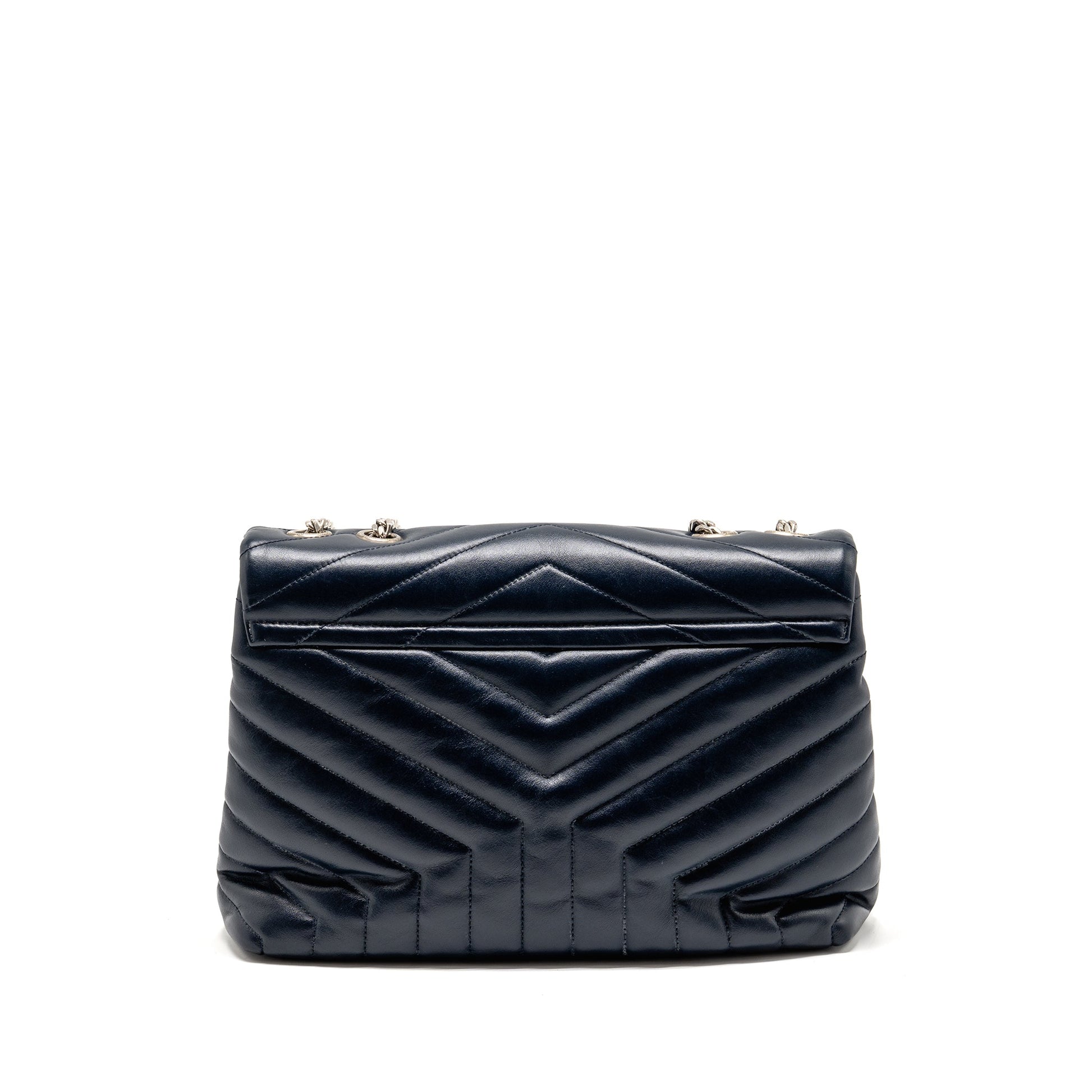 YSL Saint Laurent Lou Lou Purse Calfskin Dark Travel Bag Blue Medium