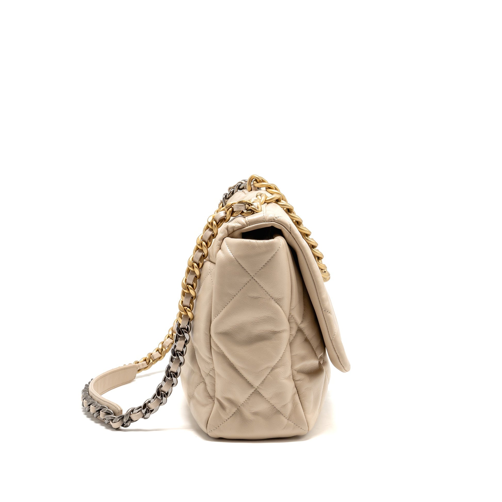 Chanel Maxi 19 goatskin hardware Multicolor Beige Handbag Hardware 1