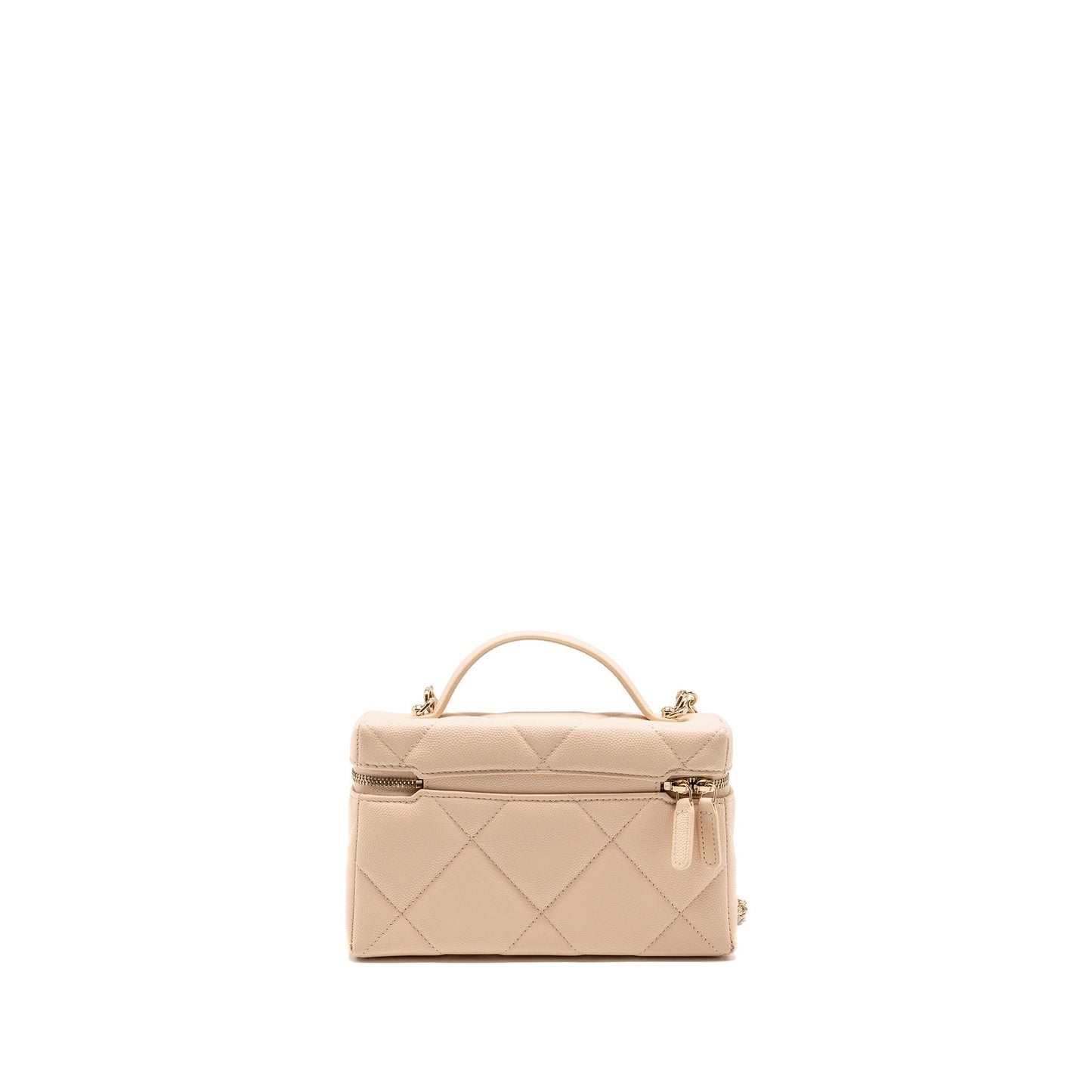 Chanel 25K CC Top Handle Vanity Caviar Beige Handbag