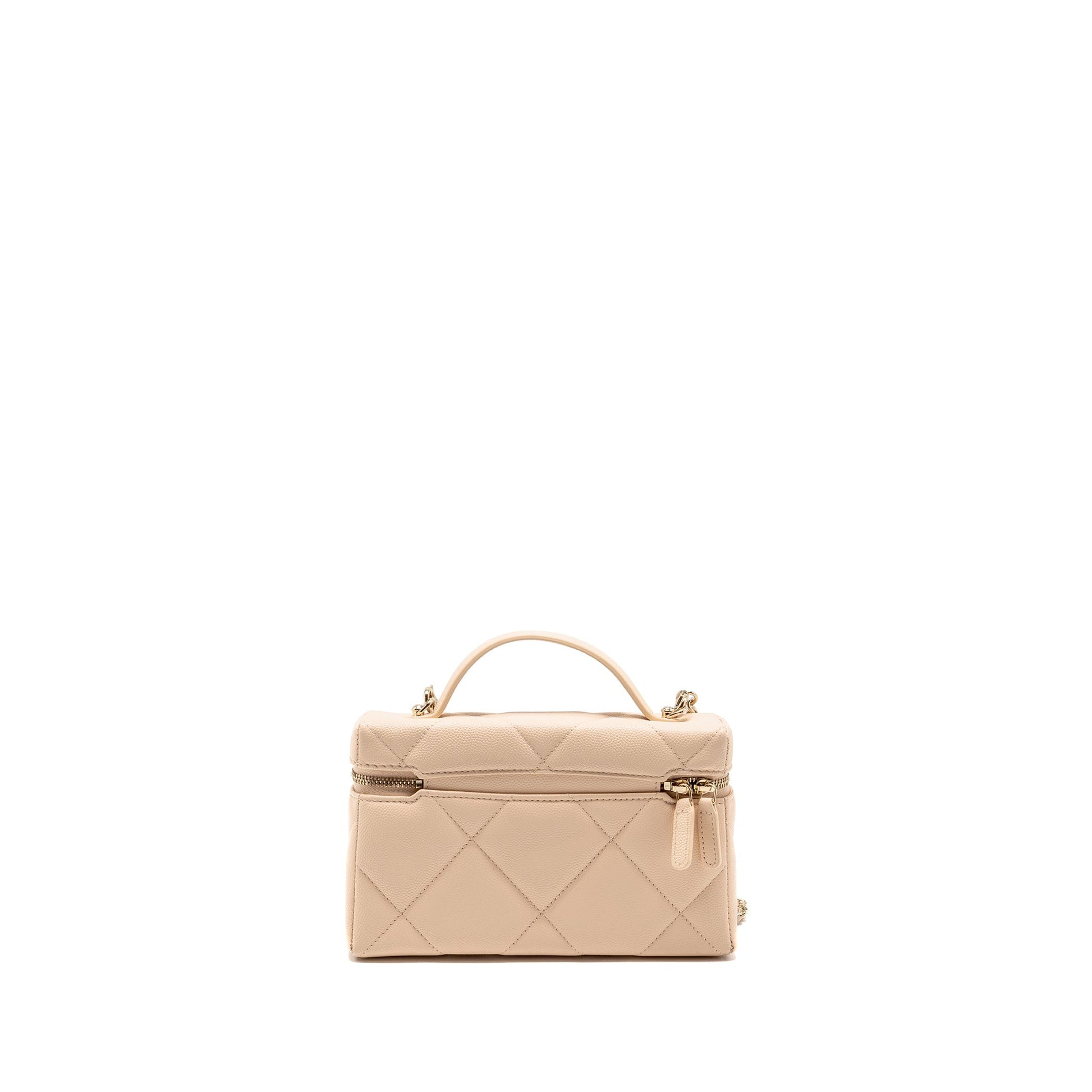 Chanel 25K CC Top Handle Vanity Caviar Beige Handbag