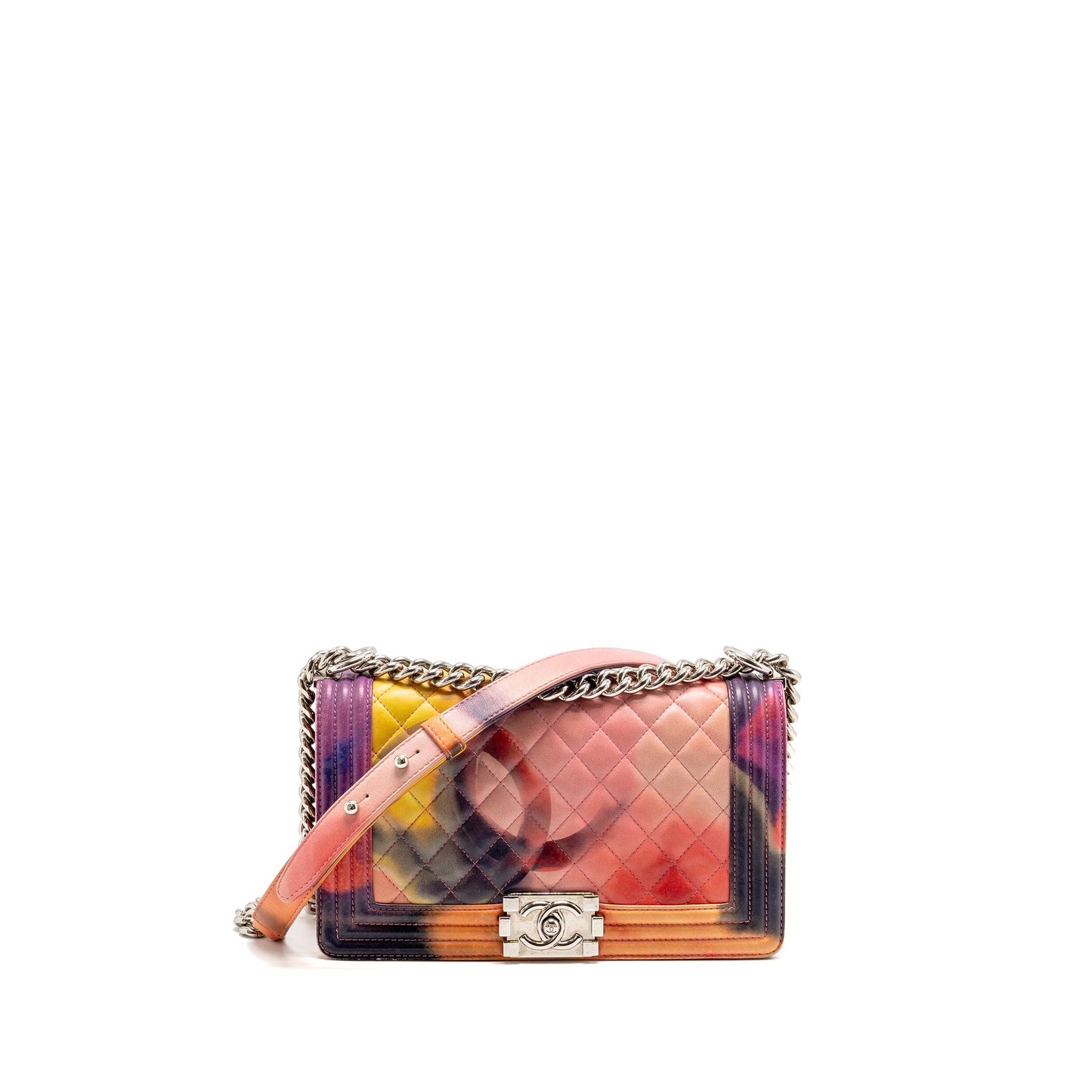 Chanel Boy Flower Print Lambskin SHW Multicolour Handbag