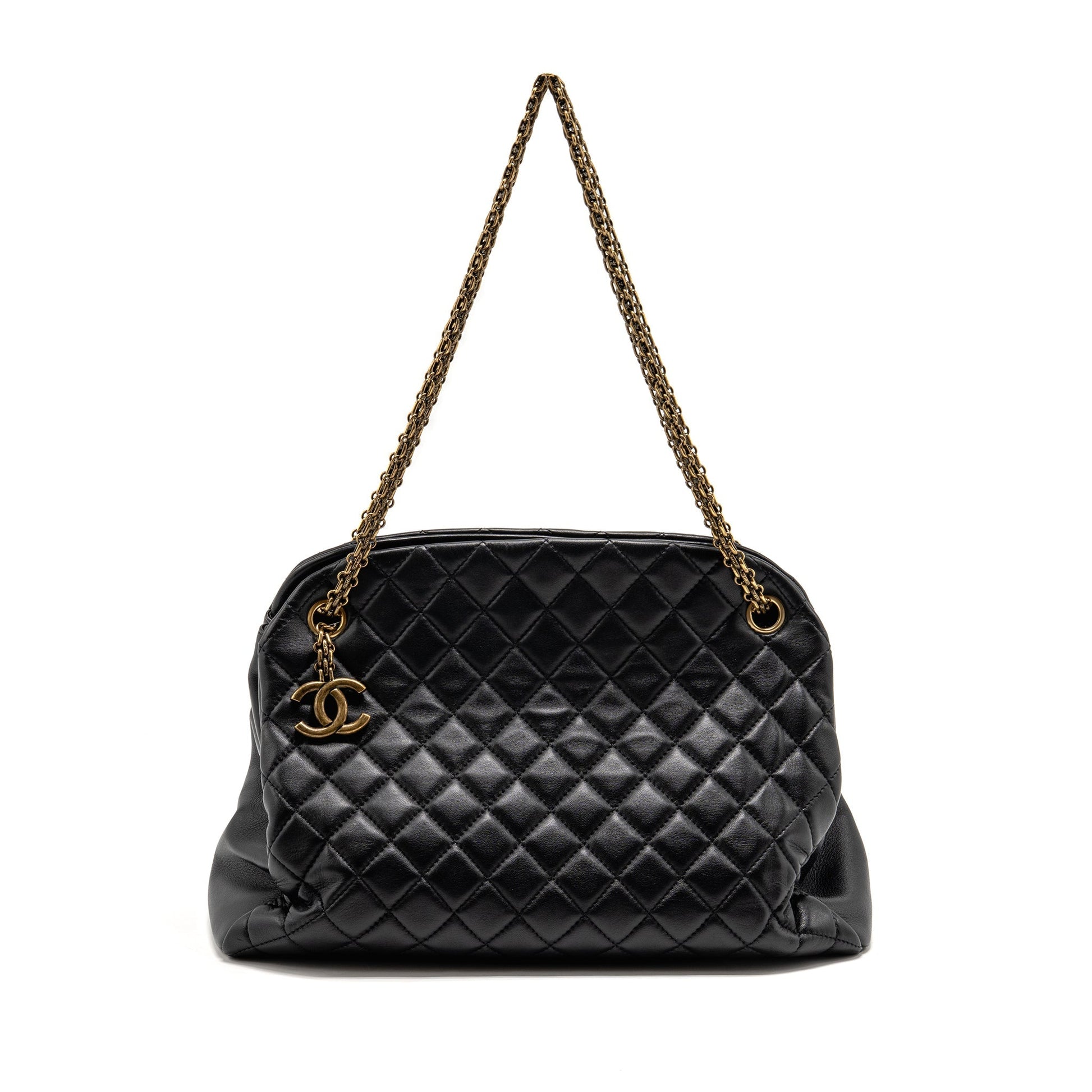 Chanel Just Mademoiselle Bowling Lambskin GHW Black Handbag