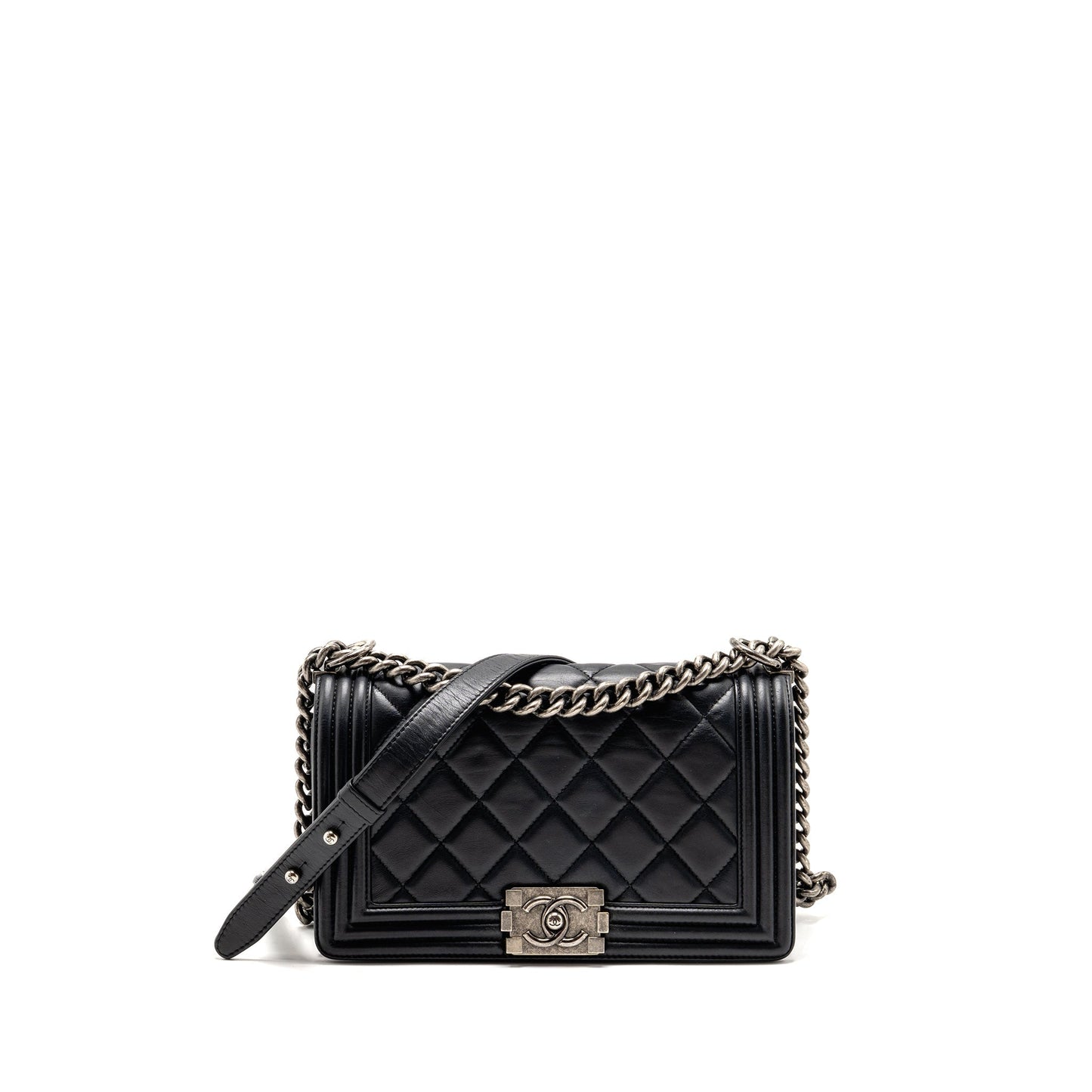 Chanel Boy Calfskin Ruthenium Hardware Black Handbag Hardware 2