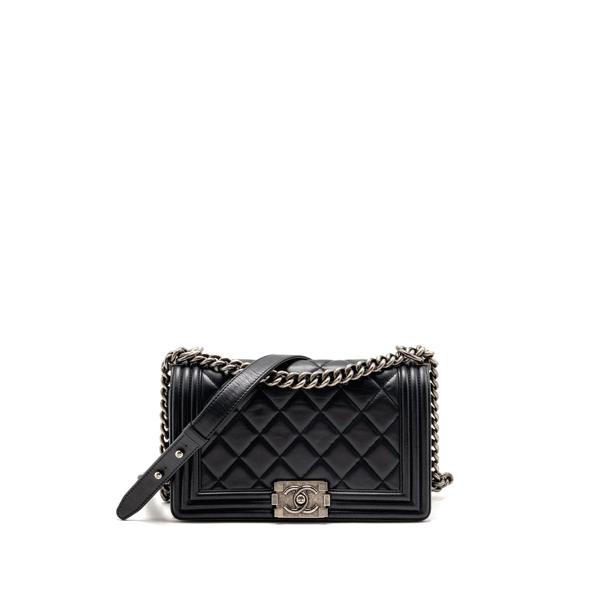 Chanel Boy Calfskin Ruthenium Hardware Black Handbag Hardware 2