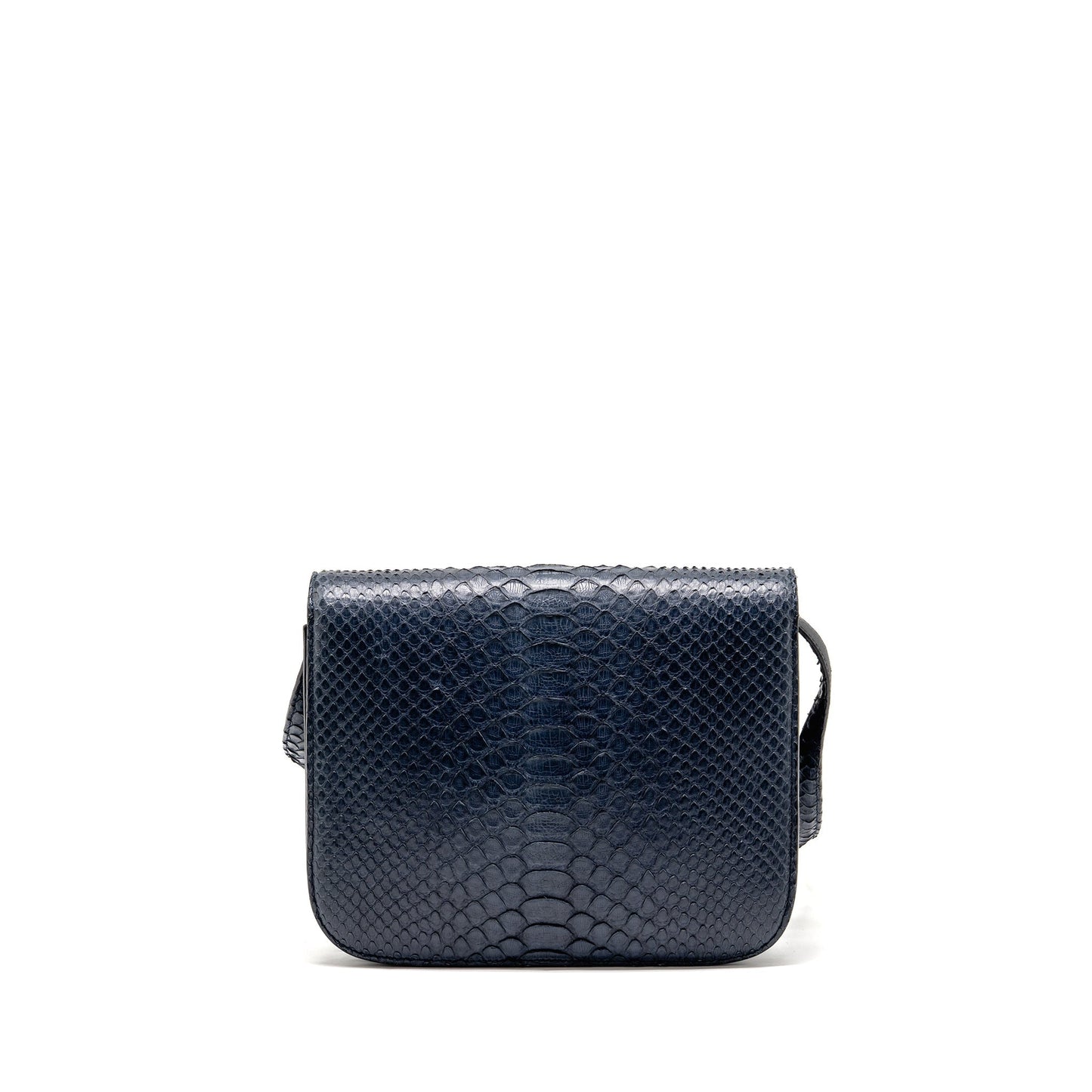 Celine Classic Box Purse Python Navy Handbag Medium Travel Bag