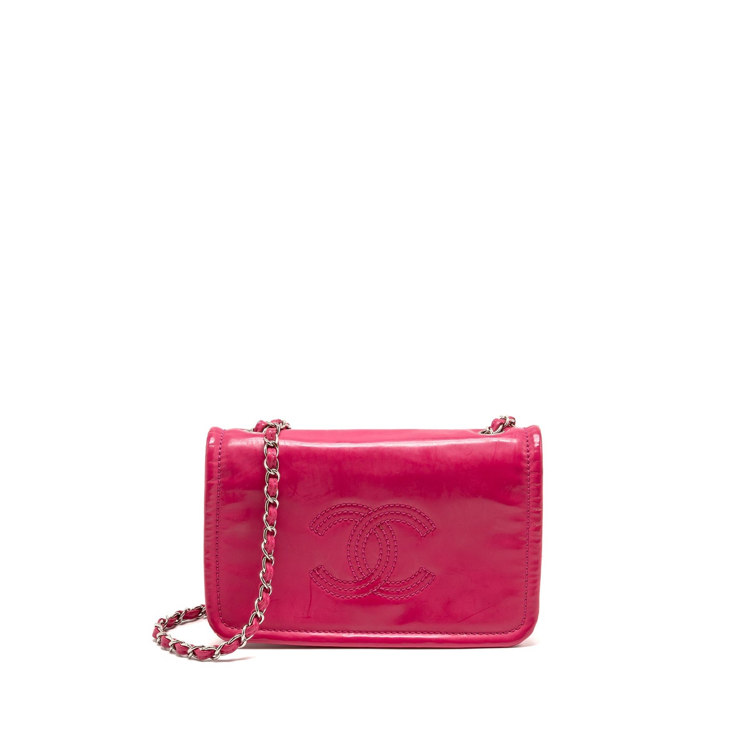 Chanel Vinyl Flap SHW Pink Small Leather Shoulder Bag