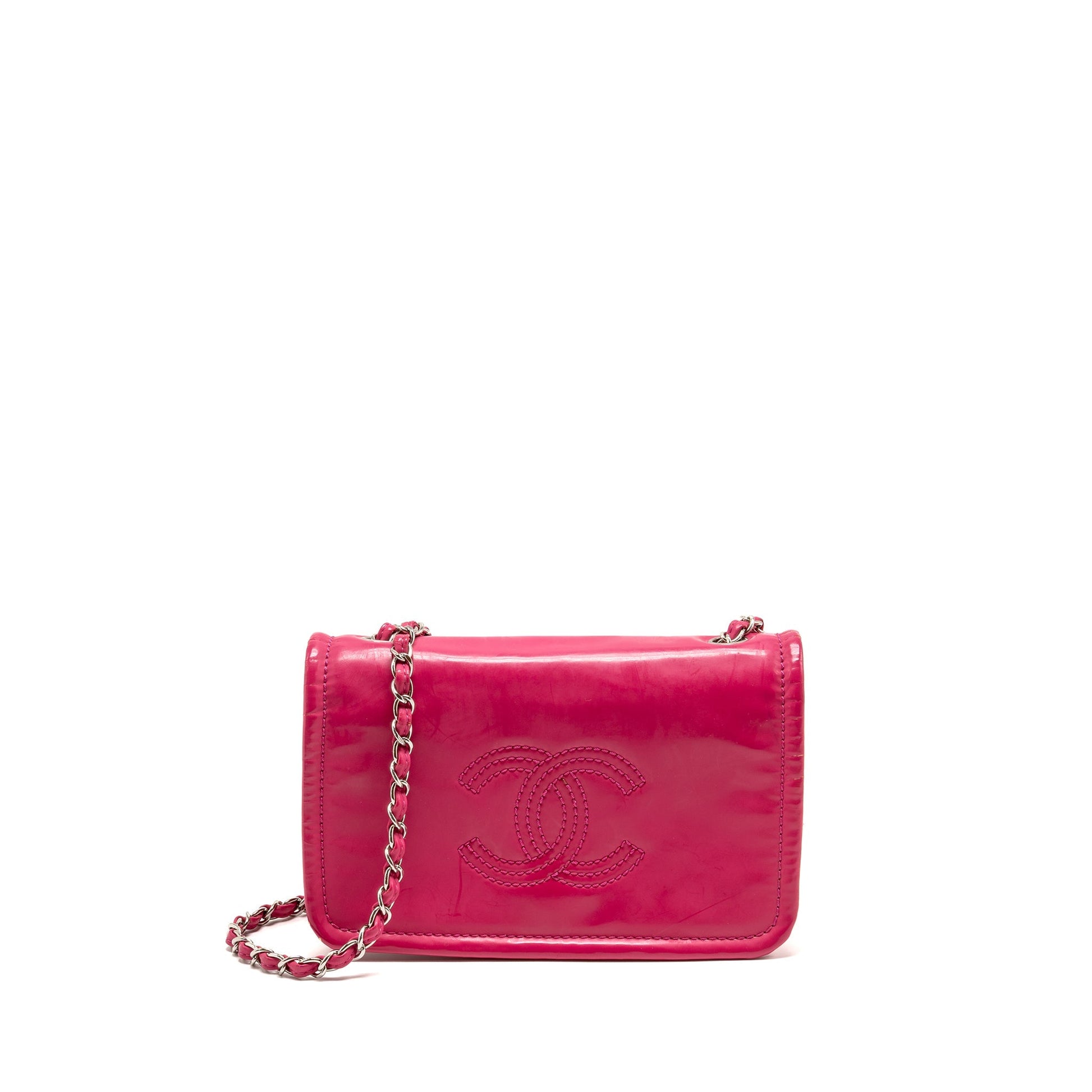 Chanel Vinyl Flap SHW Pink Small Leather Shoulder Bag