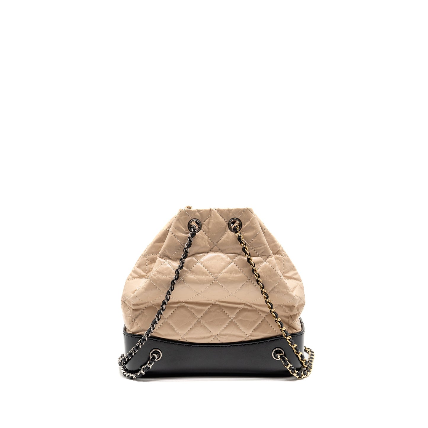Chanel Gabrielle Backpack Aged Calfskin Hardware Multicolour Black Beige Small Hardware 1