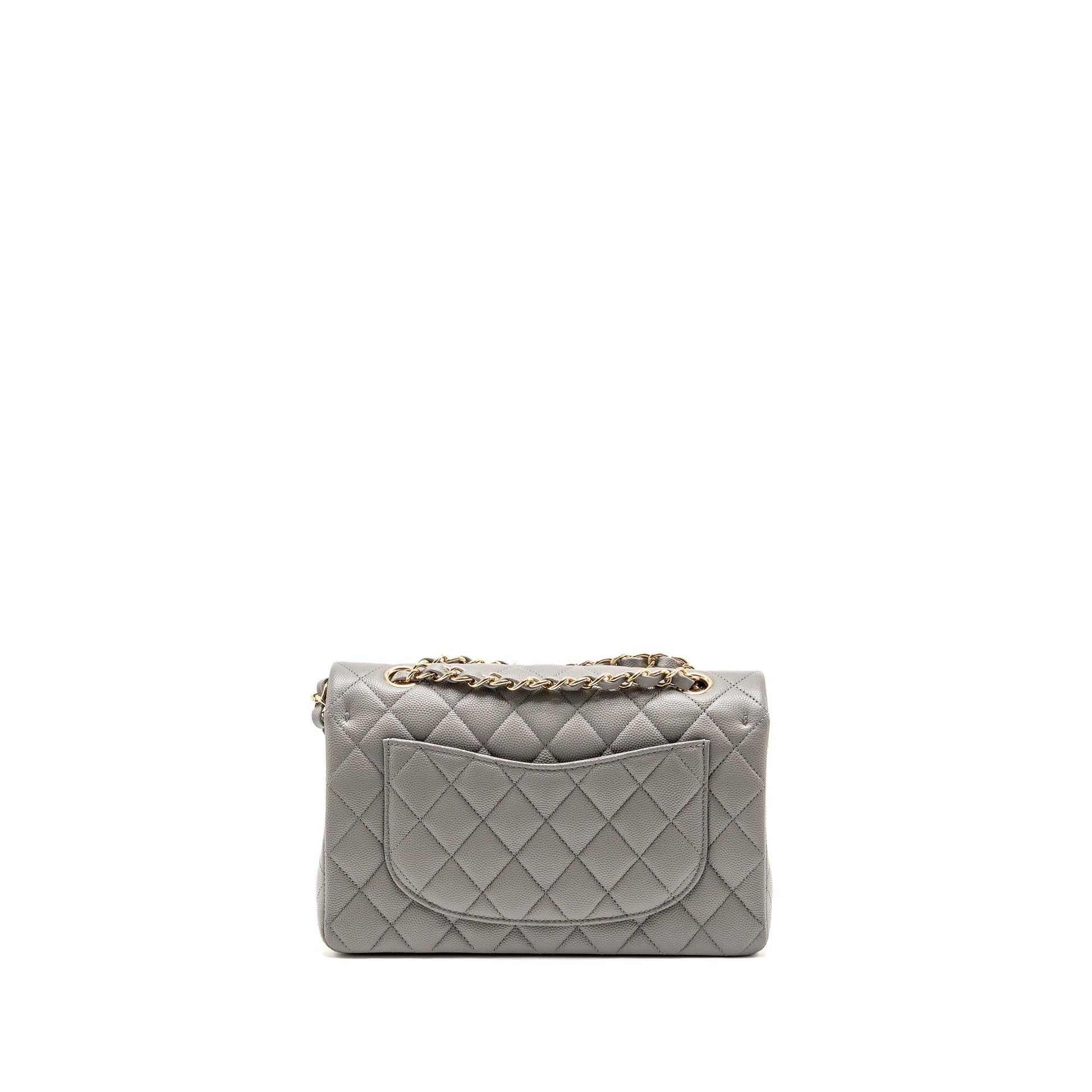 Chanel Classic Double Flap Caviar Dark LGHW Grey Small Shoulder Bag