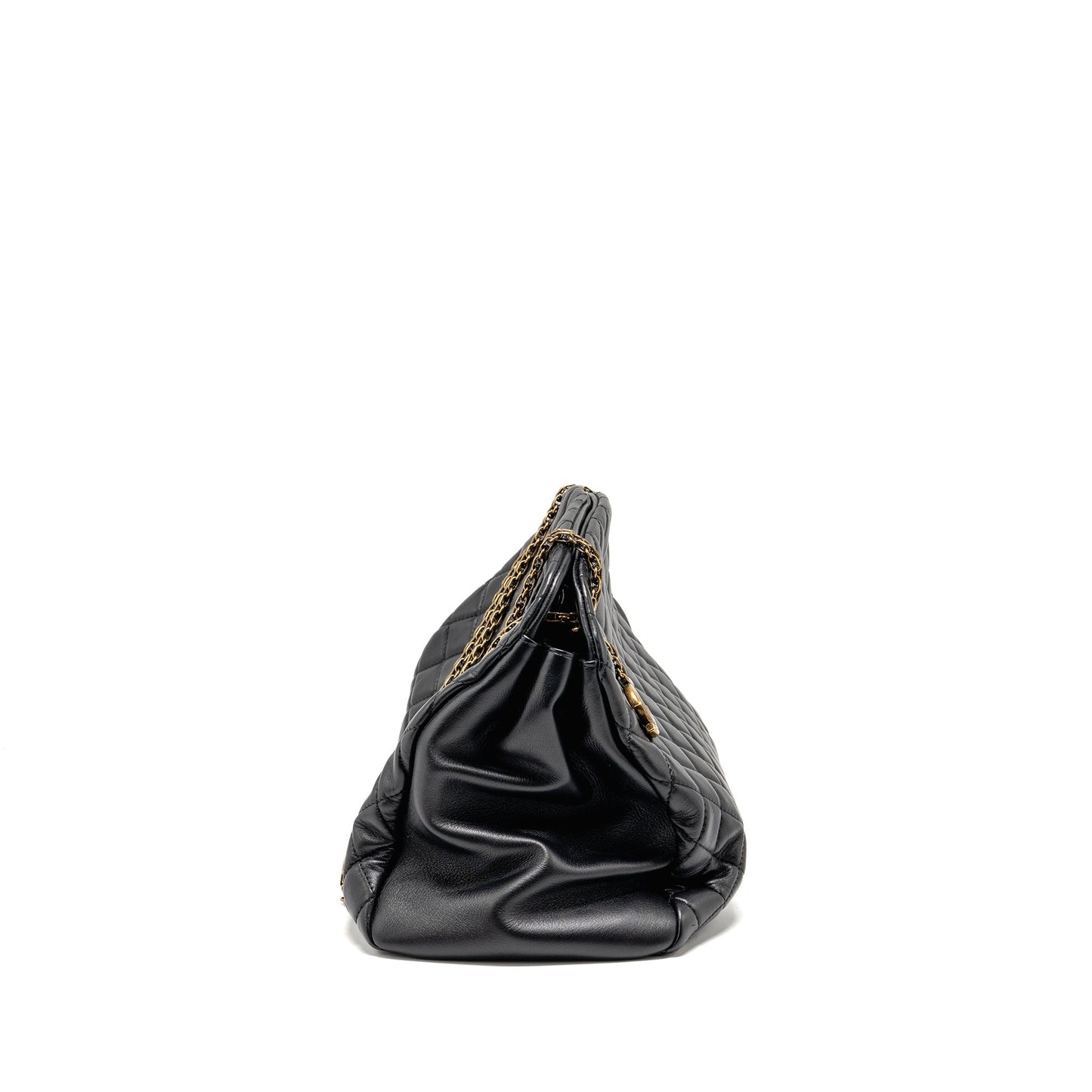 Chanel Just Mademoiselle Bowling Lambskin GHW Black Handbag