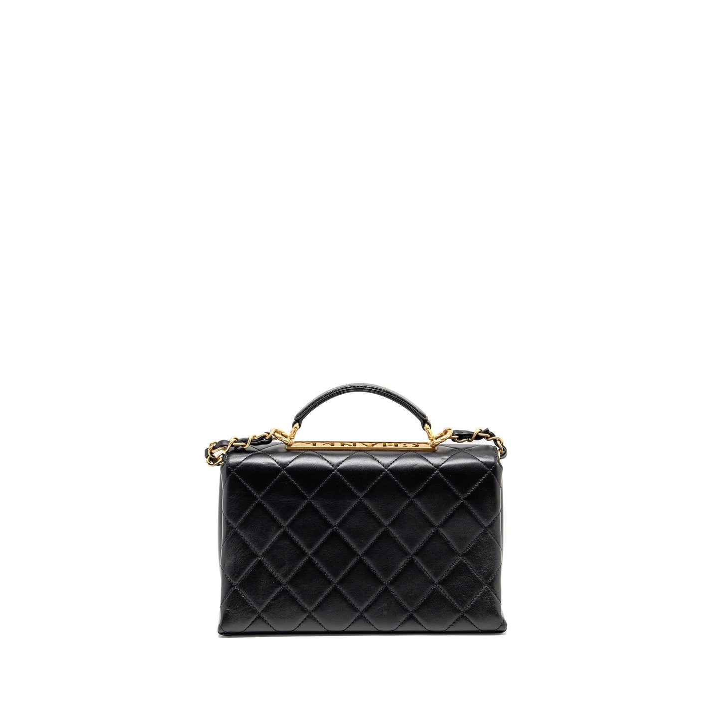 Chanel Trendy Spirit Top Handle Flap Lambskin Black Shoulder Bag