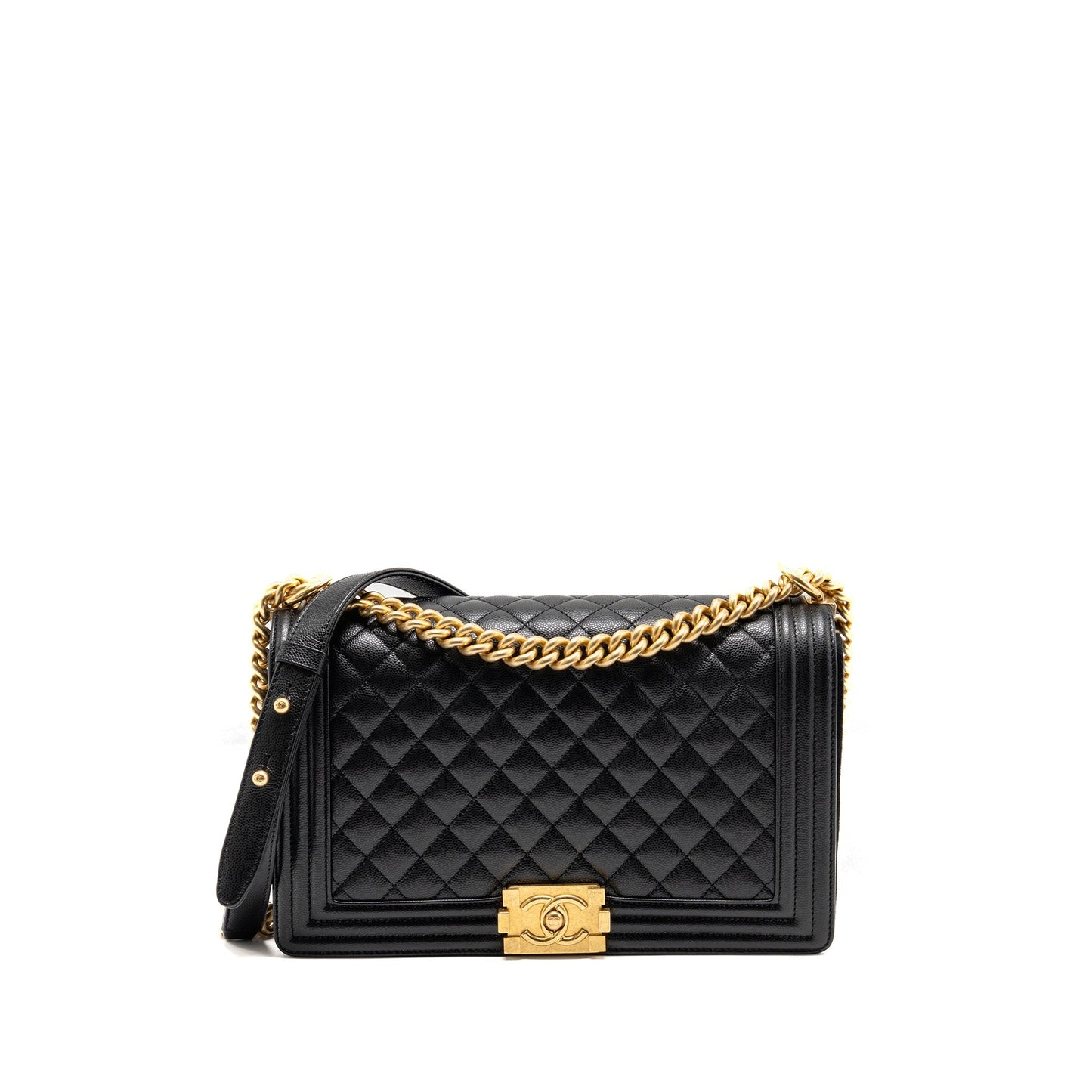 Chanel New boy Caviar GHW Microchip Black Handbag