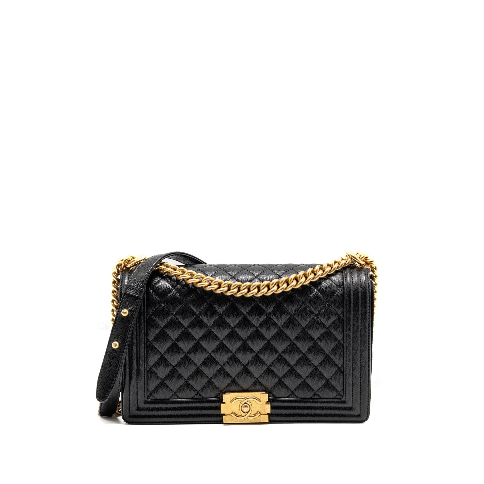 Chanel New boy Caviar GHW Microchip Black Handbag