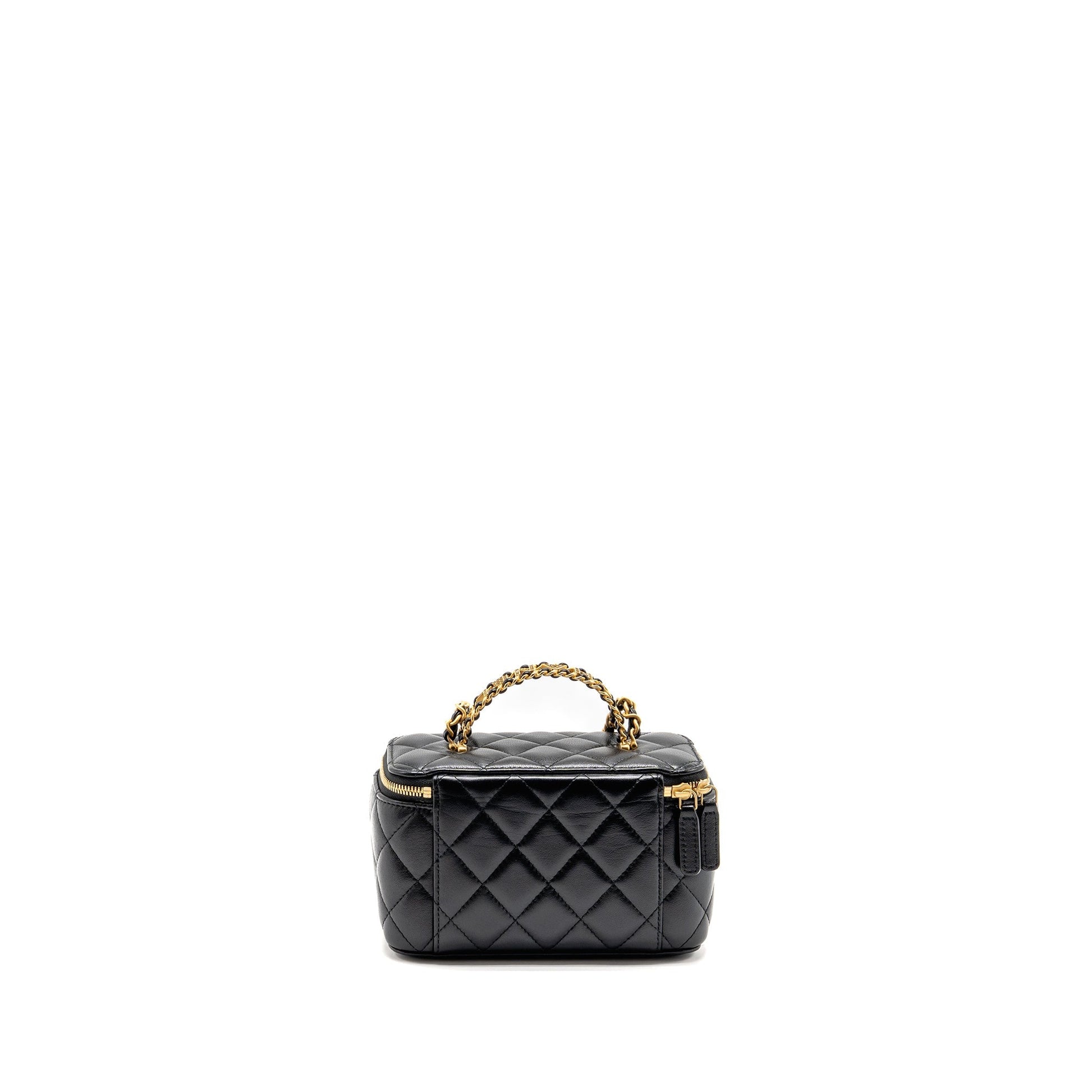 Chanel letter twist top handle long vanity Black Handbag