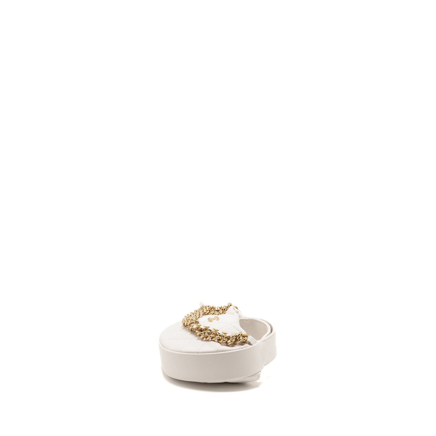 Chanel 24S Round Bow Caviar GHW Microchip White Mini Bag