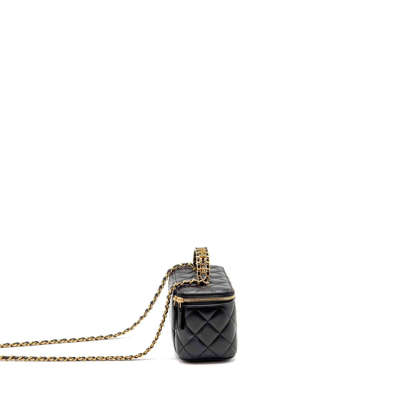 Chanel letter twist top handle long vanity Black Handbag