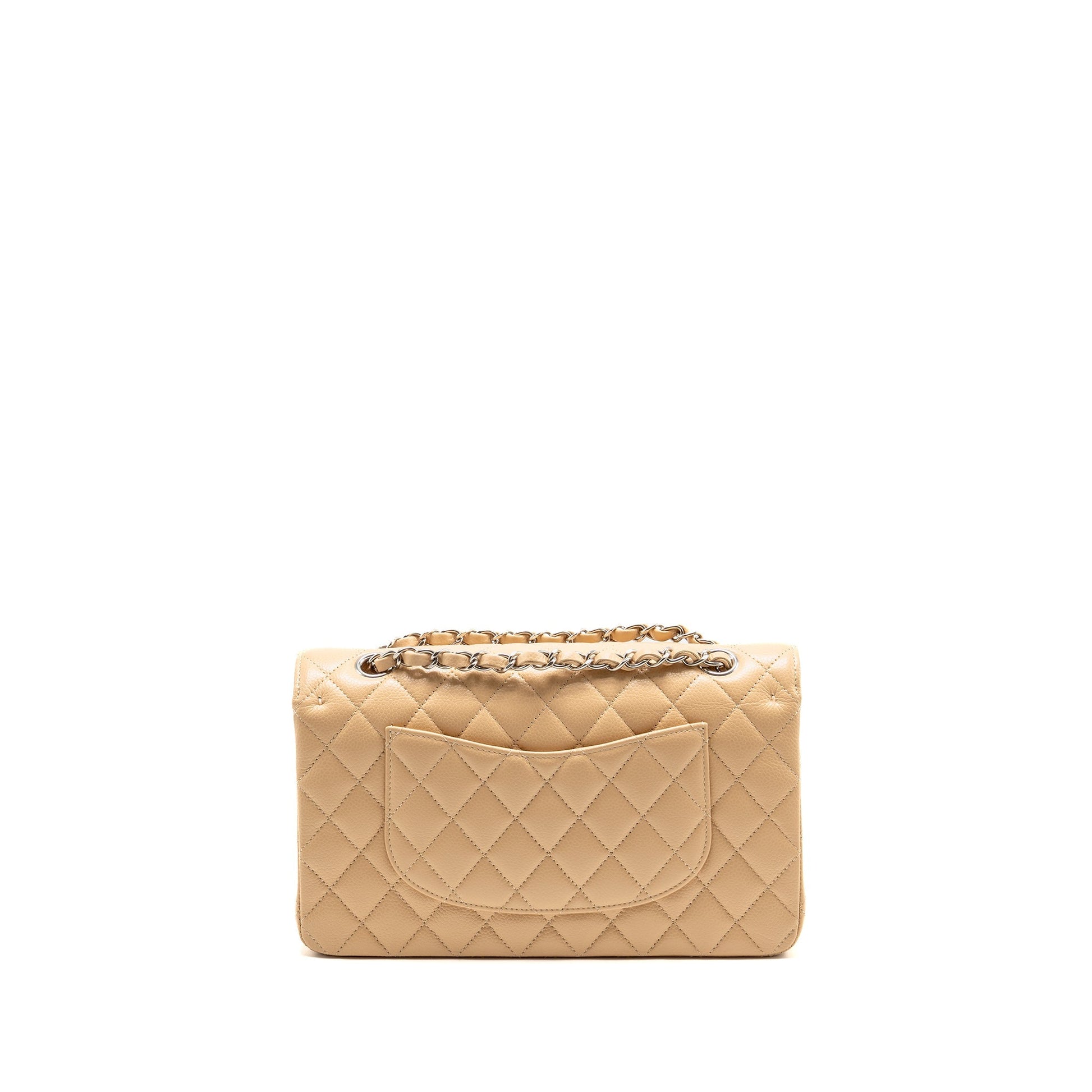 Chanel Classic Double Flap caviar SHW microchip Beige Shoulder Bag
