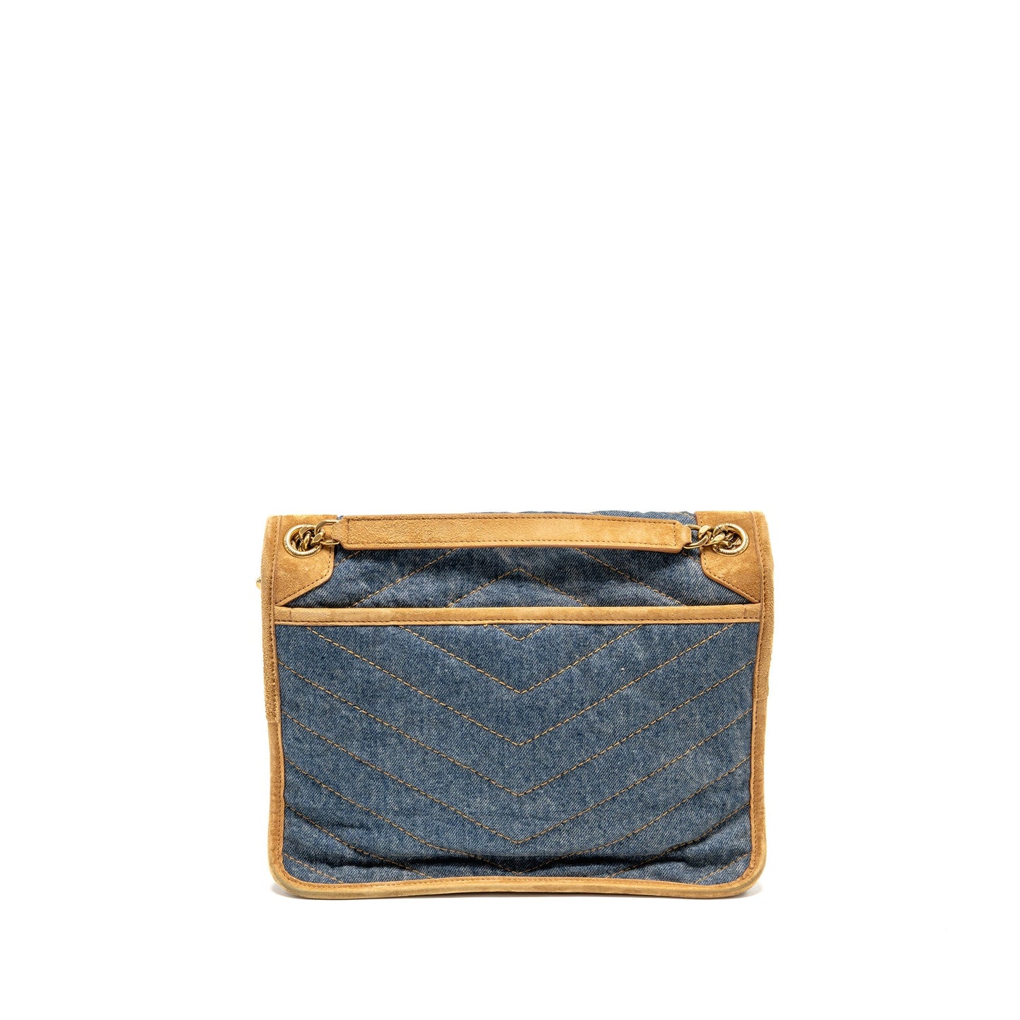 YSL Saint Laurent Niki Purse Shoulder Bag Denim Blue