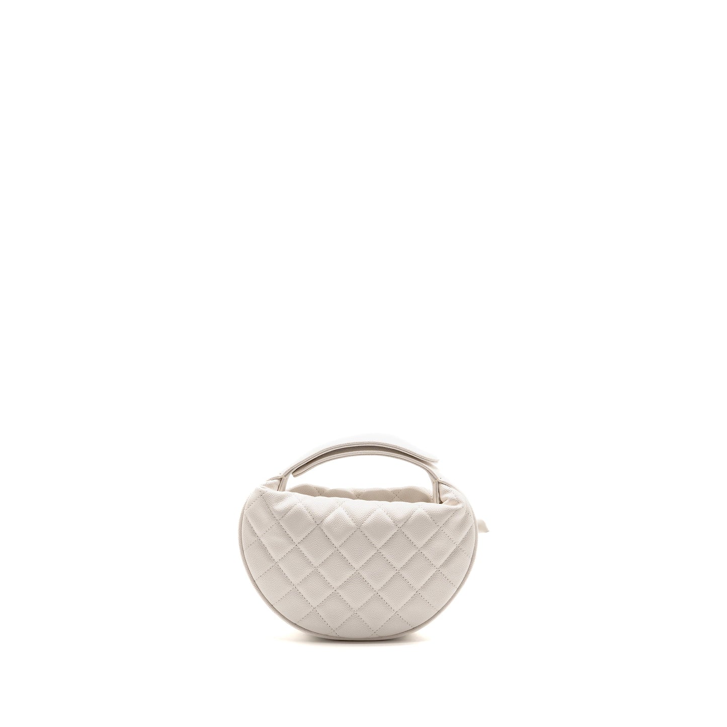 Chanel 24S Round Bow Caviar GHW Microchip White Mini Bag
