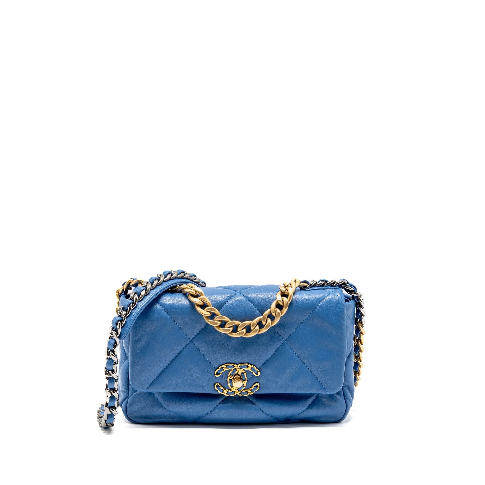 Chanel 19 Lambskin Hardware Multicolour Blue Small Handbag