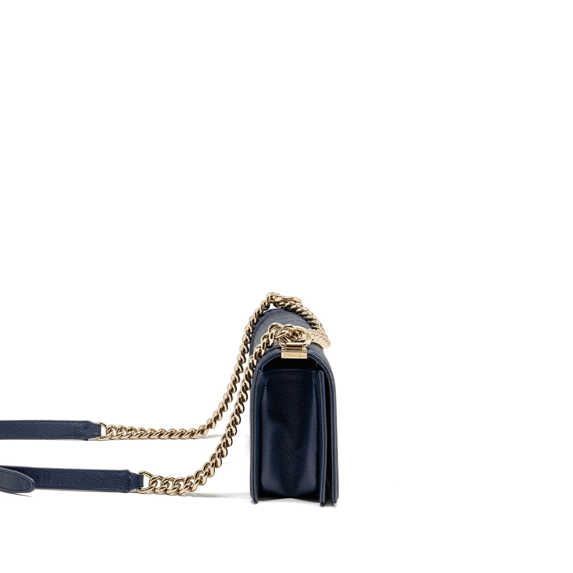 Chanel Boy Caviar Navy LGHW Handbag